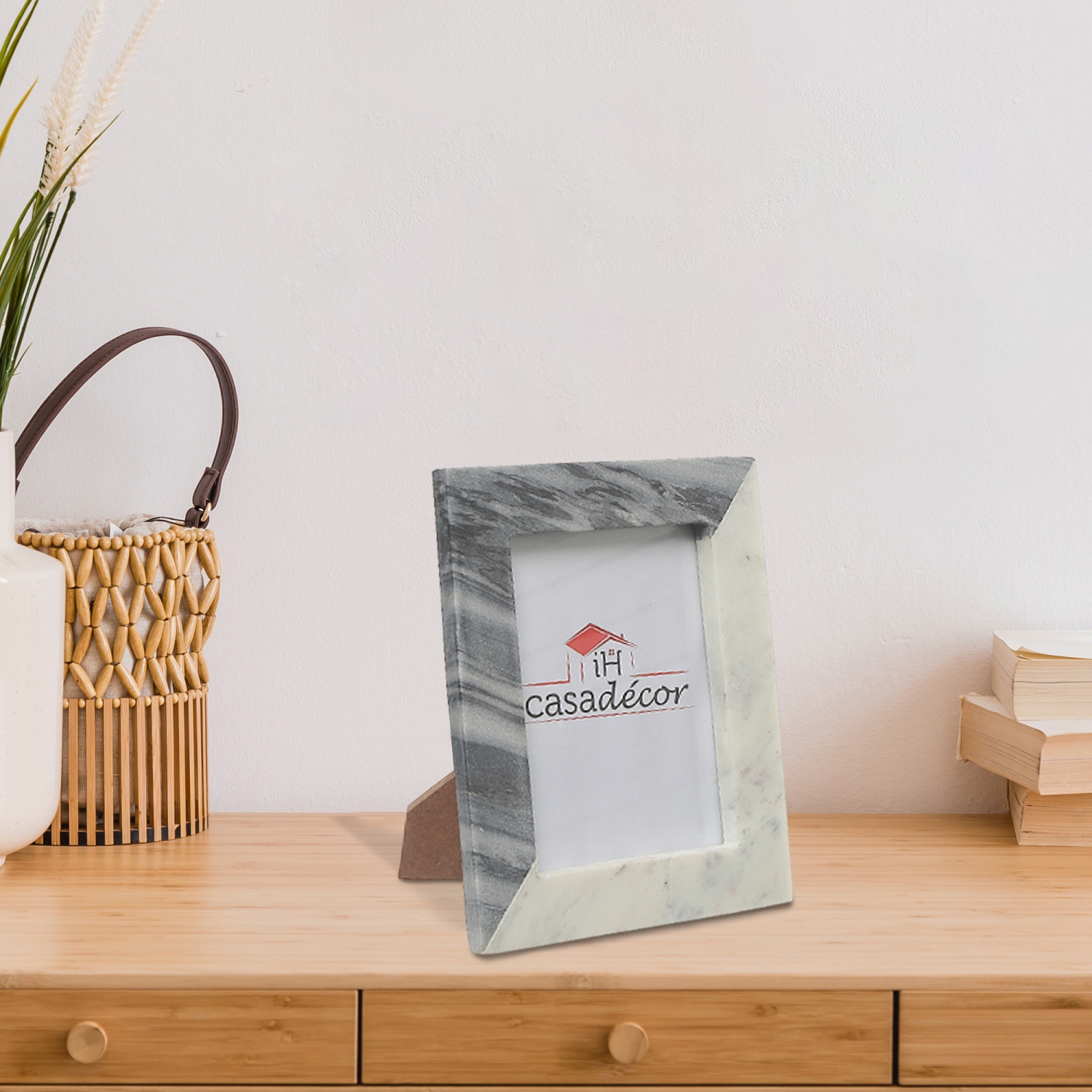 Cadre photo blanc et gris marbré de 5 x 7 po de Maison concepts