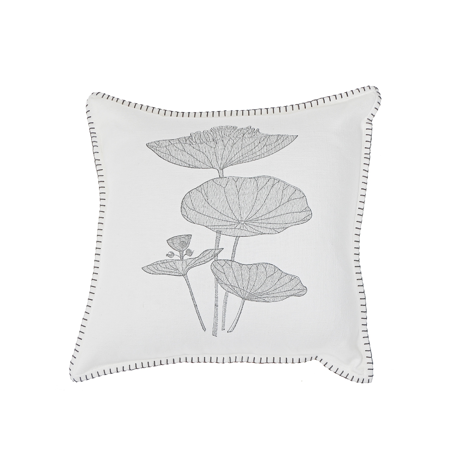 Maison Concepts Blanket Stitch Embroidered Cushion Lotus Leaf 18 X 18 - Set of 2