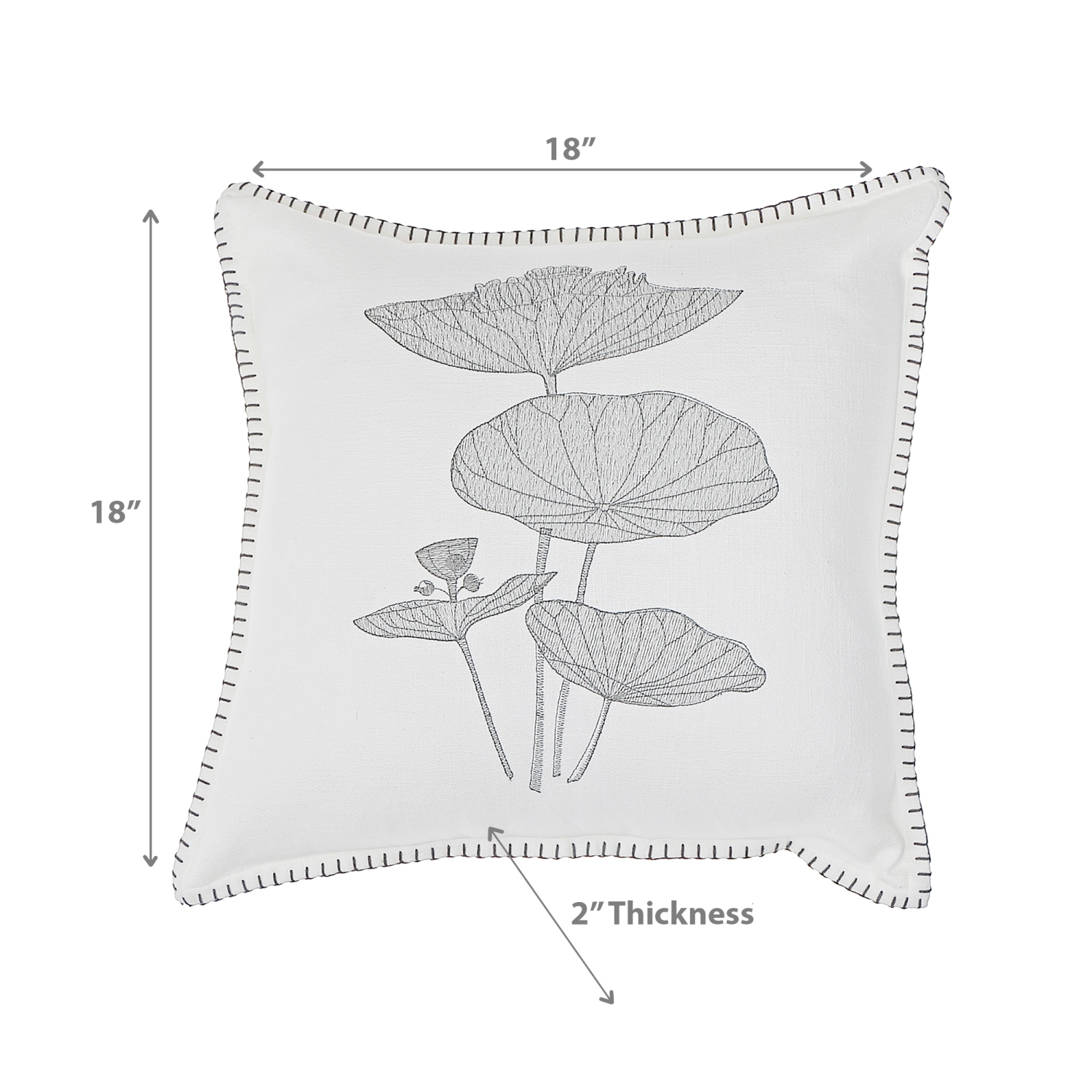 Maison Concepts Blanket Stitch Embroidered Cushion Lotus Leaf 18 X 18 - Set of 2