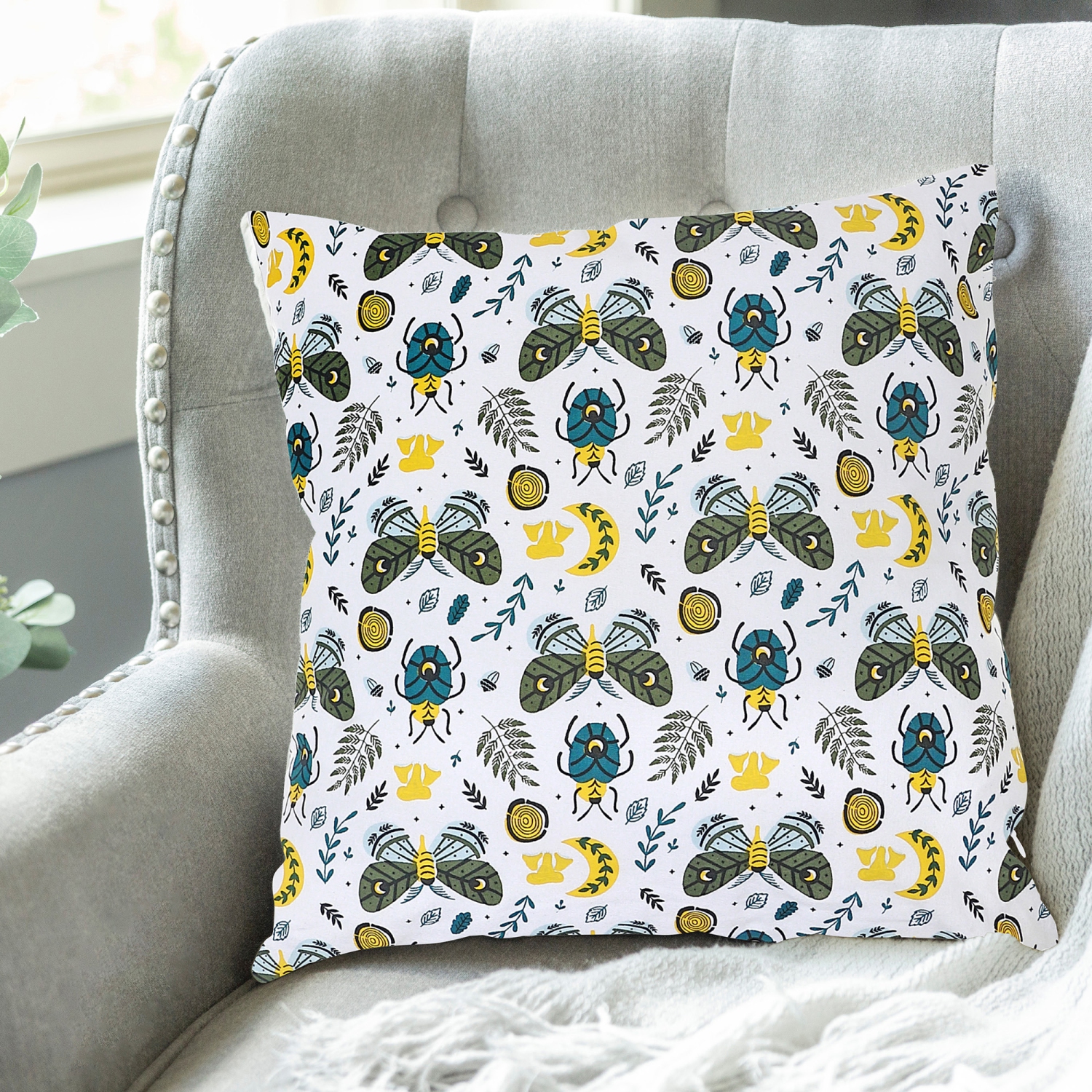 Maison Concepts Cotton Cushion Butterfly & Beetle 18 X 18 - Set of 2