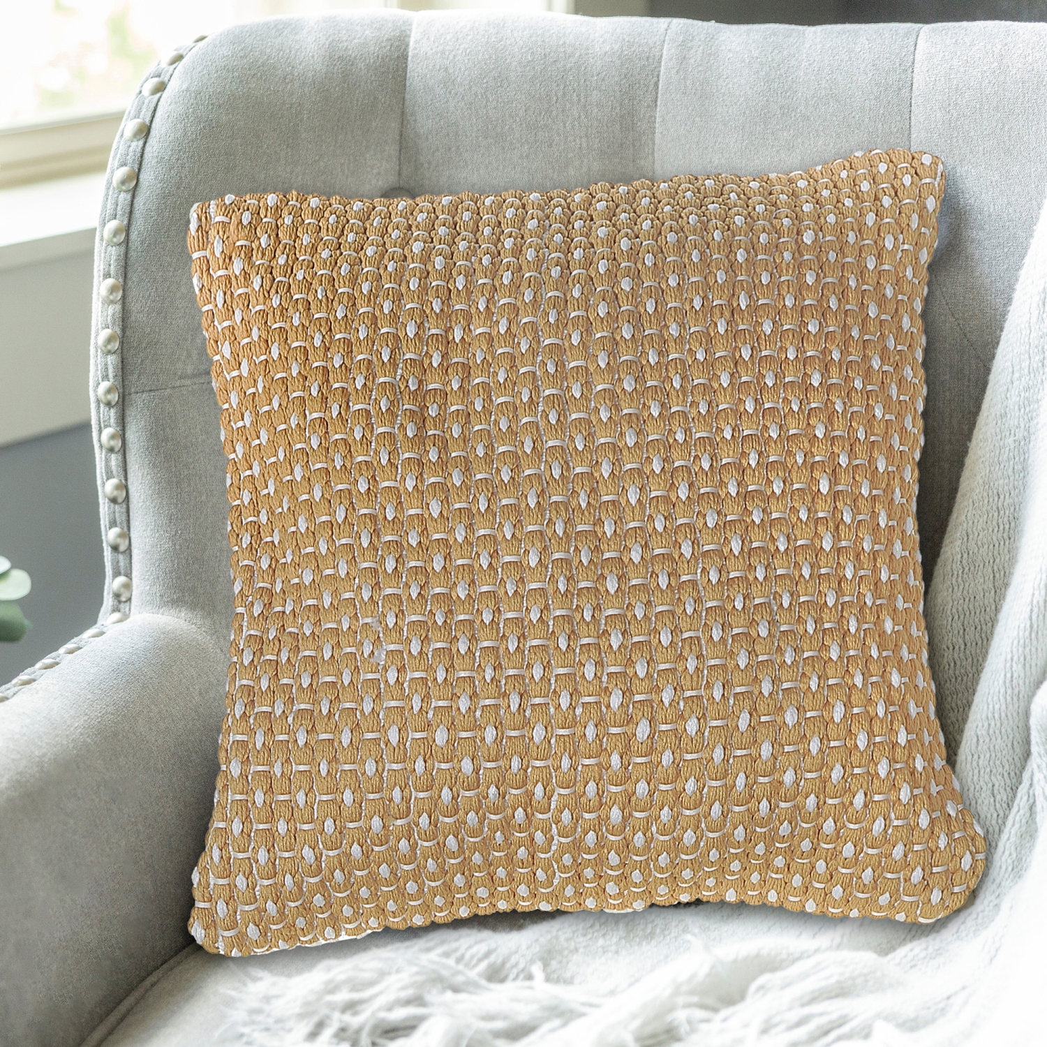 Maison Concepts Microfibre Handloom Cushion Ochre 18 X 18 - Set of 2