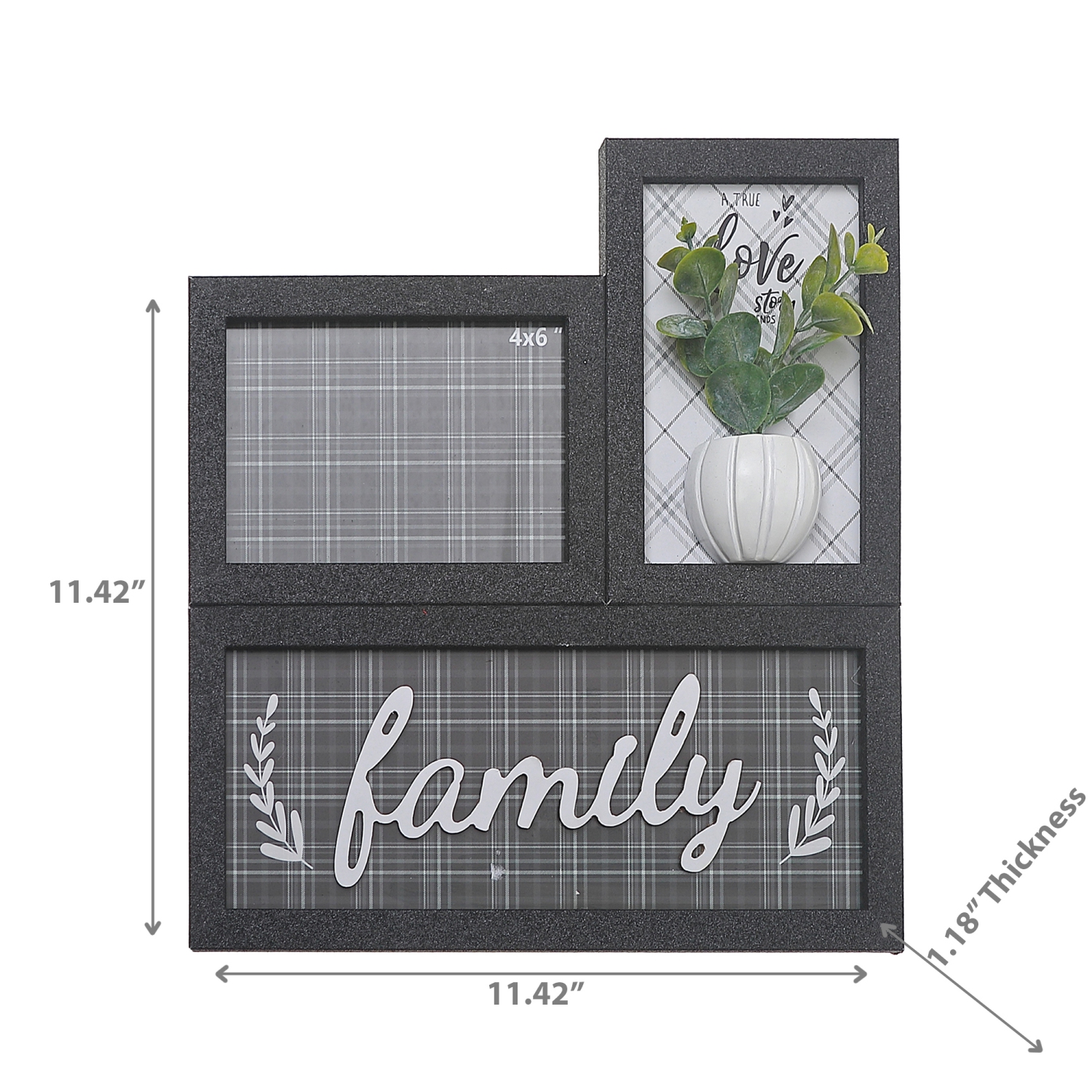 Maison concepts – cadre collage MDF avec fausse plantes 4X6