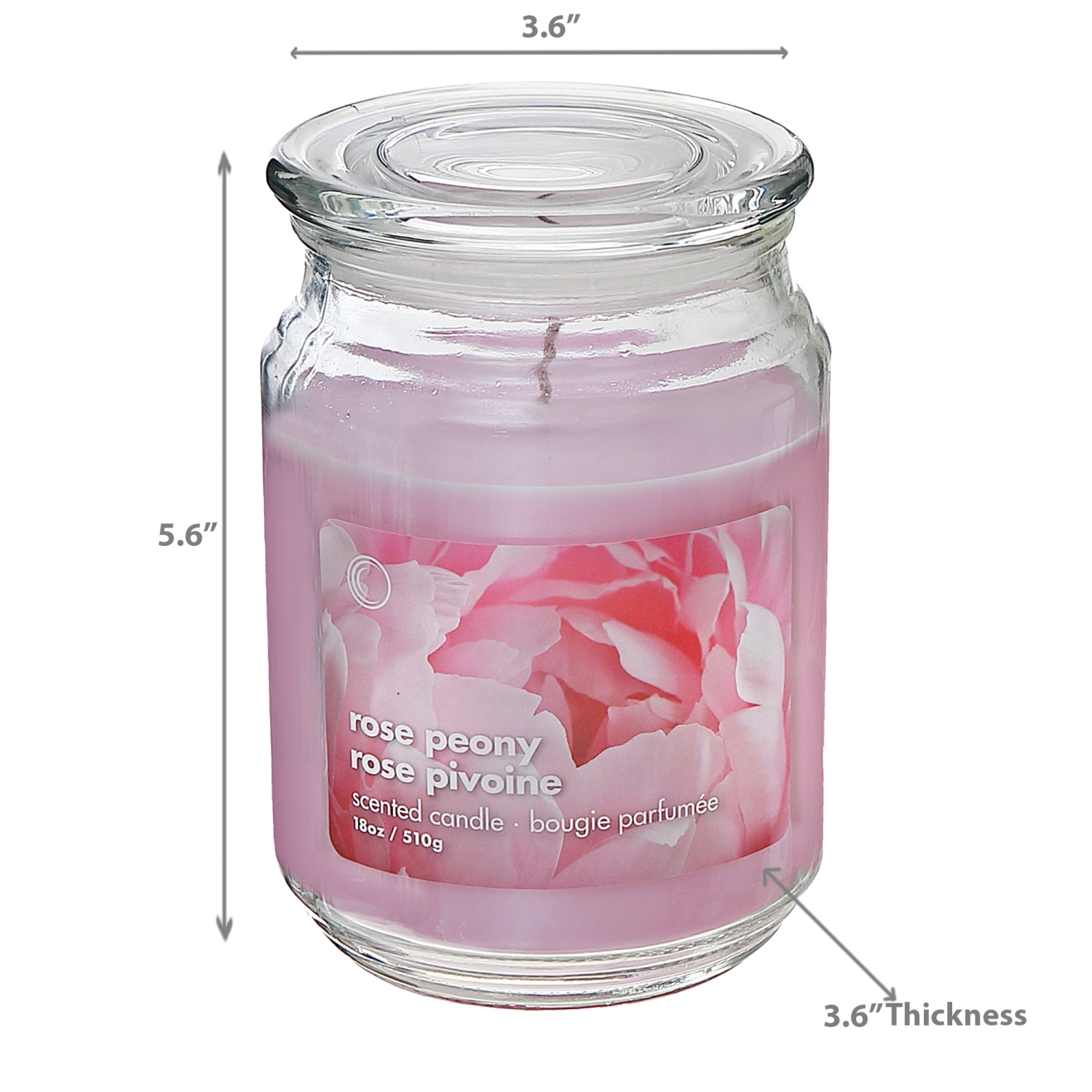 Maison Concepts 18 Oz Scented Jar With Glass Lid Rose Peony - Set of 2