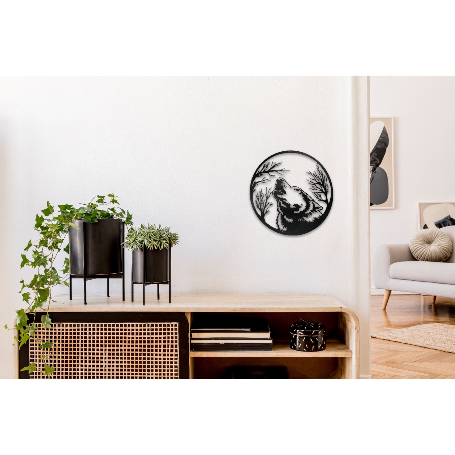 Maison concepts – décoration murale en métal noir Howling Wolf Head