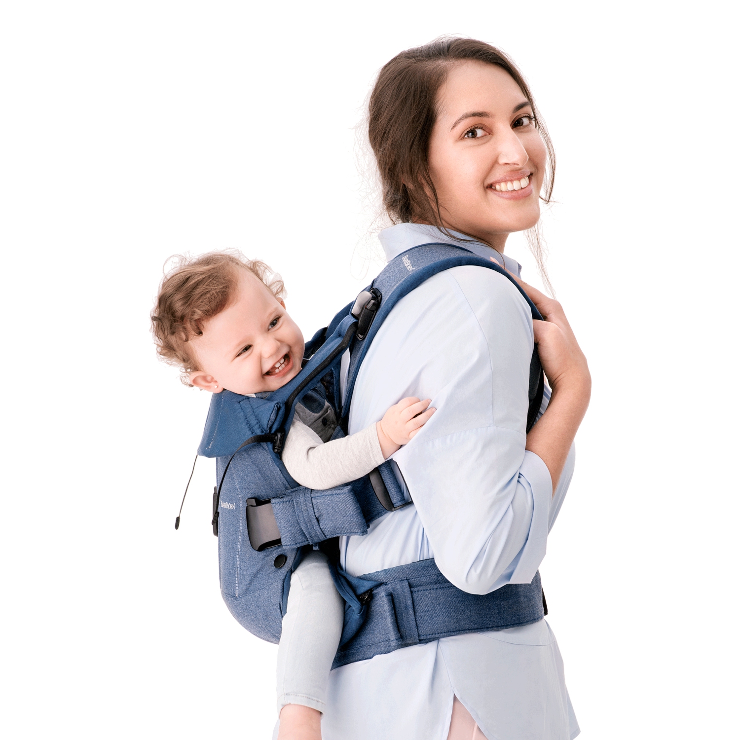 Porte-bébé ONE Cotton Mix de BabyBjorn - denim classique - Bleu minuit