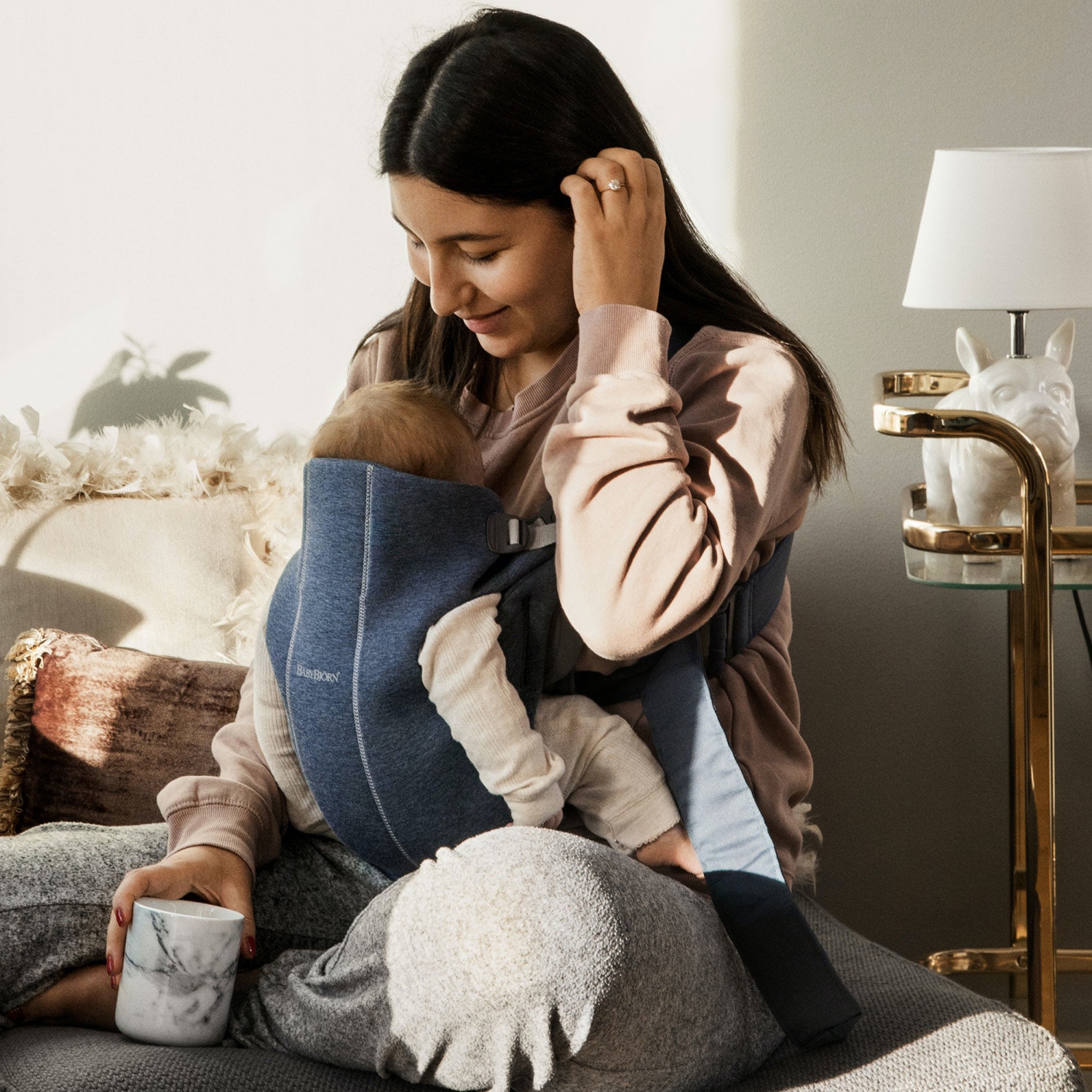 Porte-bébé BabyBjorn Mini - 3D jersey, bleu colombe