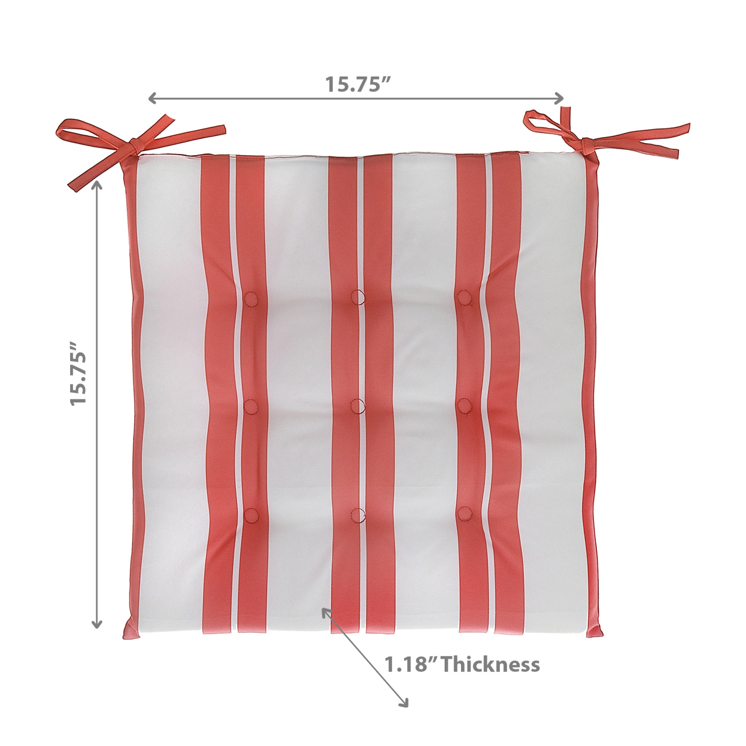 Coussin de chaise capitonnée Boston Cabana Stripe de Maison concepts - Orange 16 x 16 - Ensemble de 2