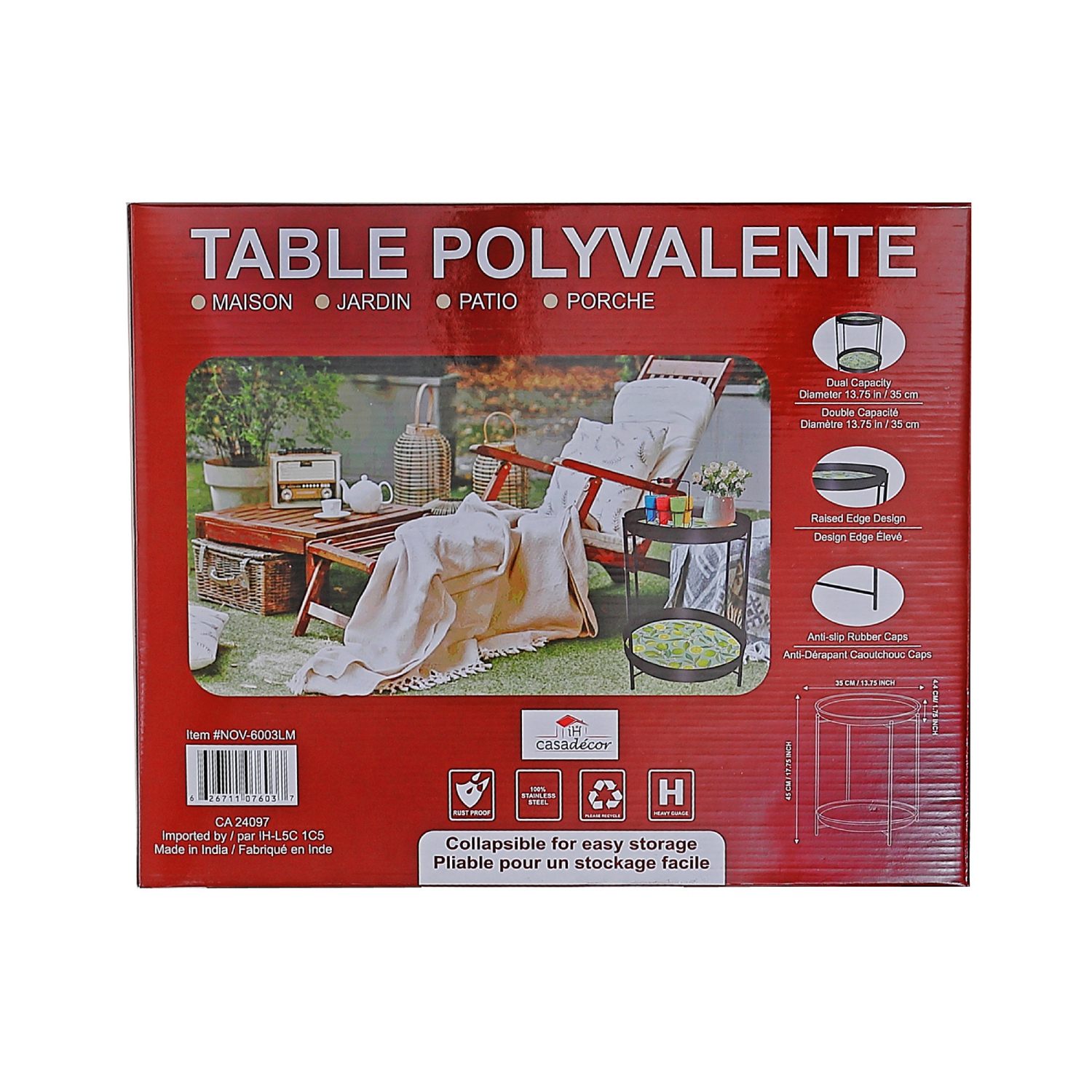 Maison Concepts Two Tier Lime Print Round Side Table