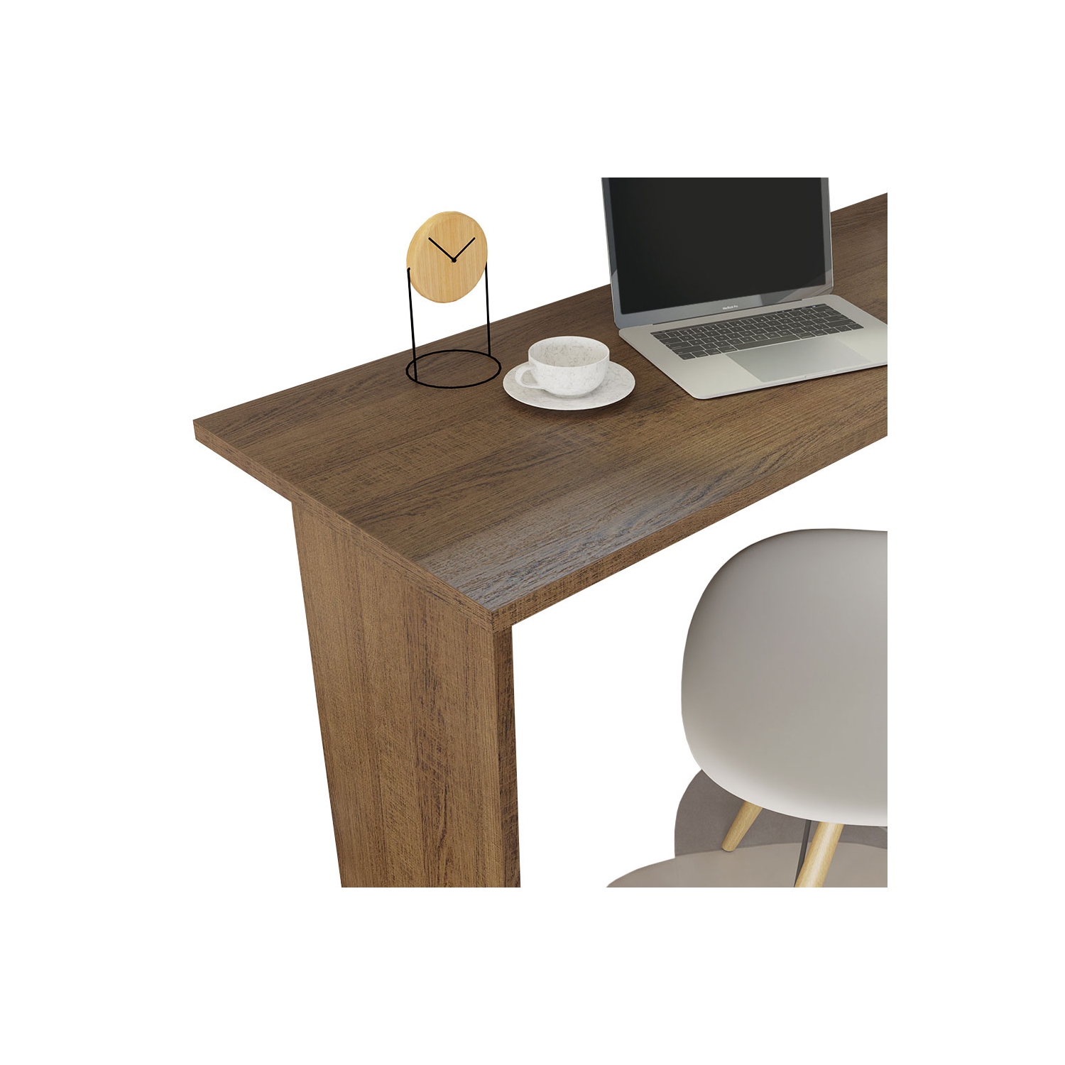 Madesa Modern L Shaped Desk 59 Inch with 2 Drawers and 4 Storage Shelves Home Office Corner Study Table Unit for Kids and Adults - White/Brown