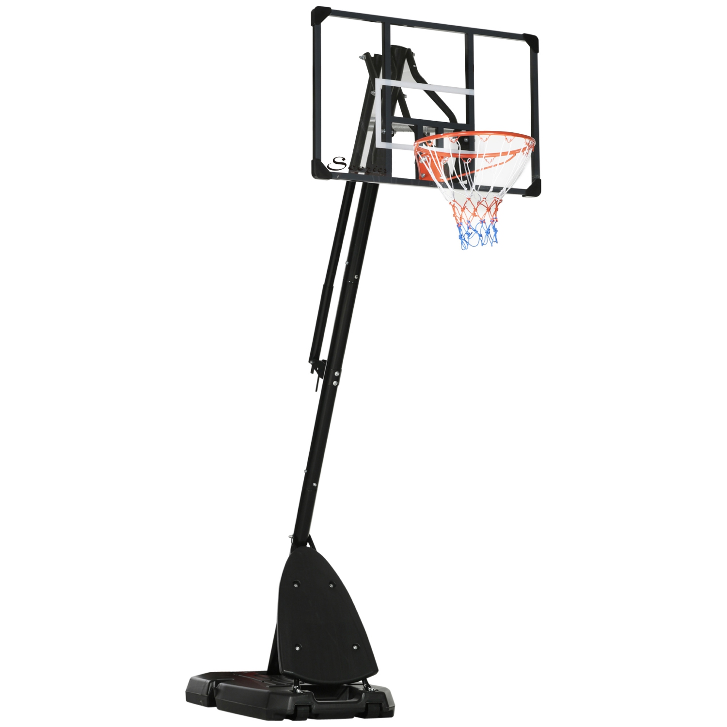 Soozier 9.6-11.5FT Height Adjustable Basketball Hoop with Backboard and Weighted Base, Outdoor Portable Basketball Stand on Wheels, for Youth, Junior, Adult, 115.4"-137.8"