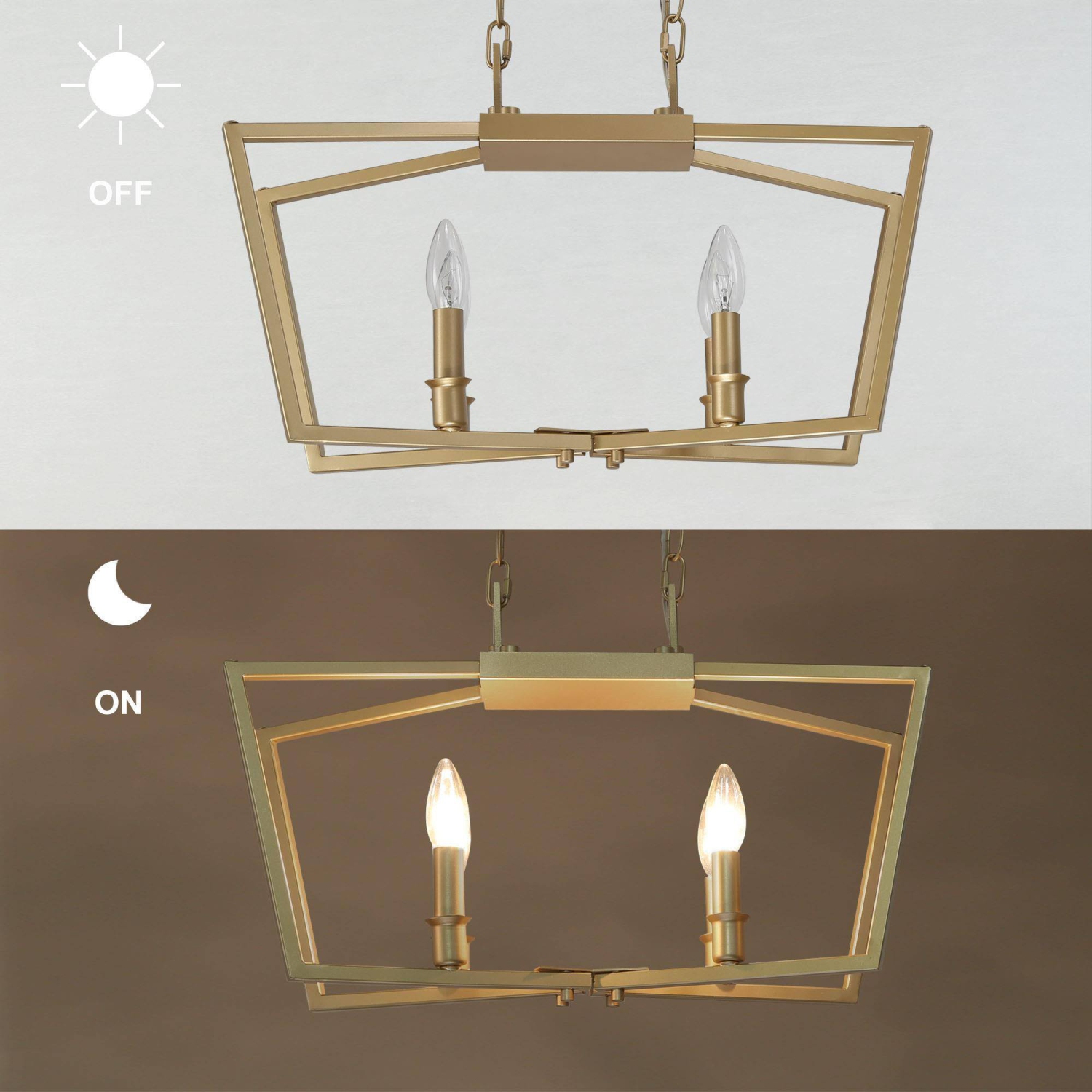 Modern Minimalist Gold Bedroom Chandelier, 4-Light Transitional Mid-century Kitchen Dining Room Candlestick Chandelier Ceiling Light