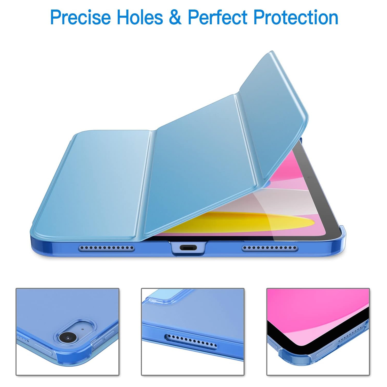 iPad 11th Generation Case 2025 , iPad 10th Generation Gen 10.9-inch Case - Smart Folio Cover (2022) - Sky Blue