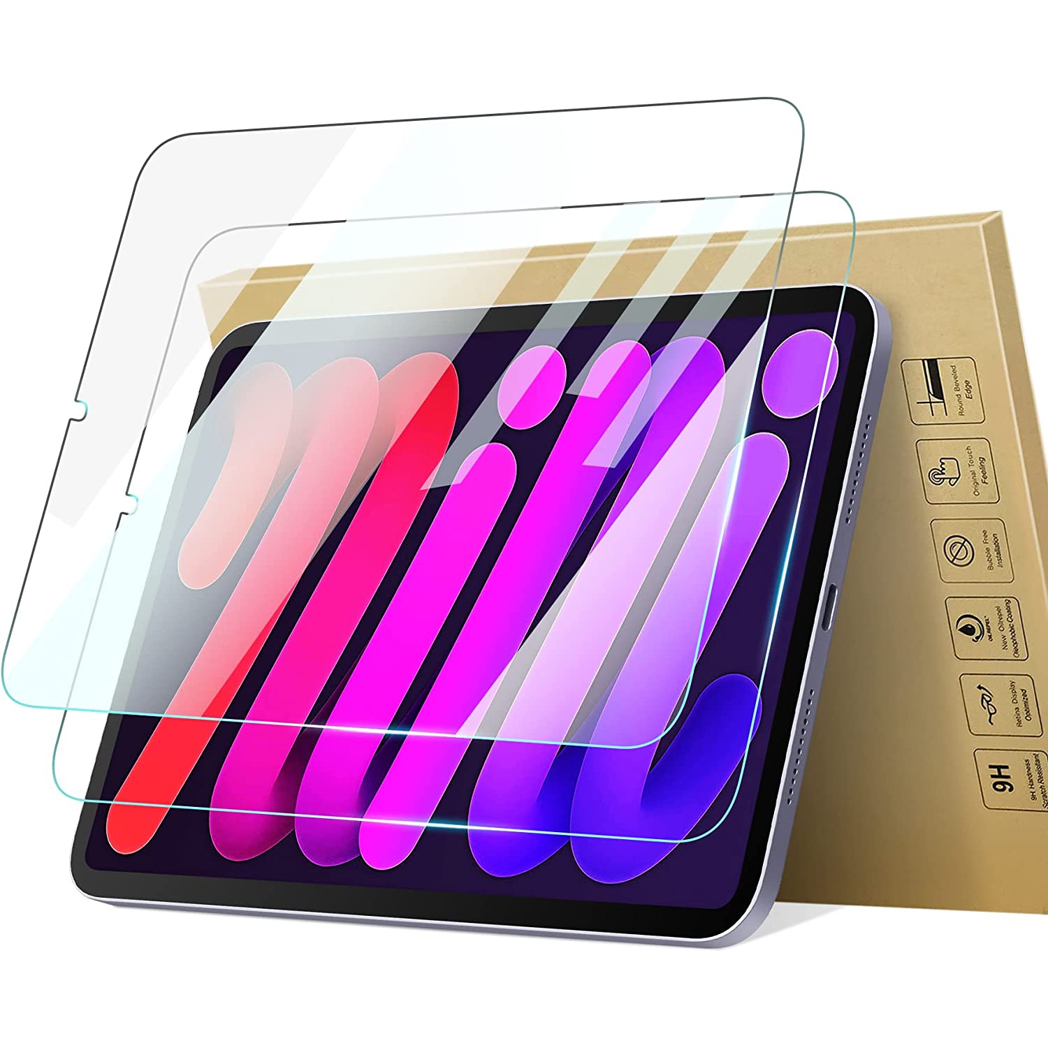 Verre trempé pour iPad Mini 6 Étui de 8,3 po (modèle A2567/A2568/A2569), film antirayure, sans bulles, protecteur d'écran compatible avec le stylet