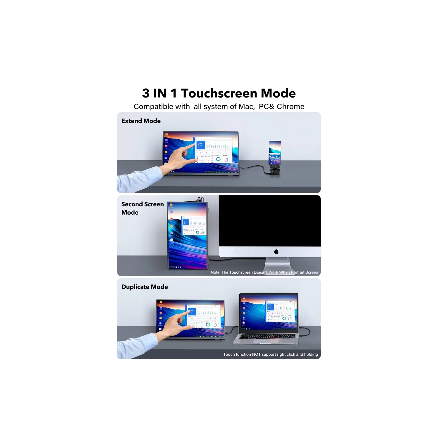 UPERFECT Portable Laptop Monitor Touchscreen 15.6" HDMI USB C External Computer Display