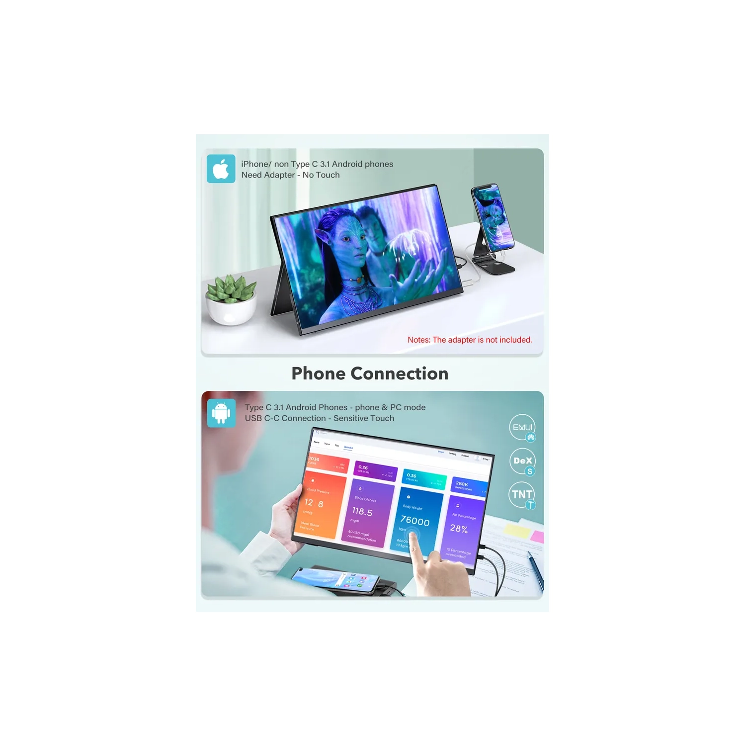 UPERFECT Portable Laptop Monitor Touchscreen 15.6" HDMI USB C External Computer Display