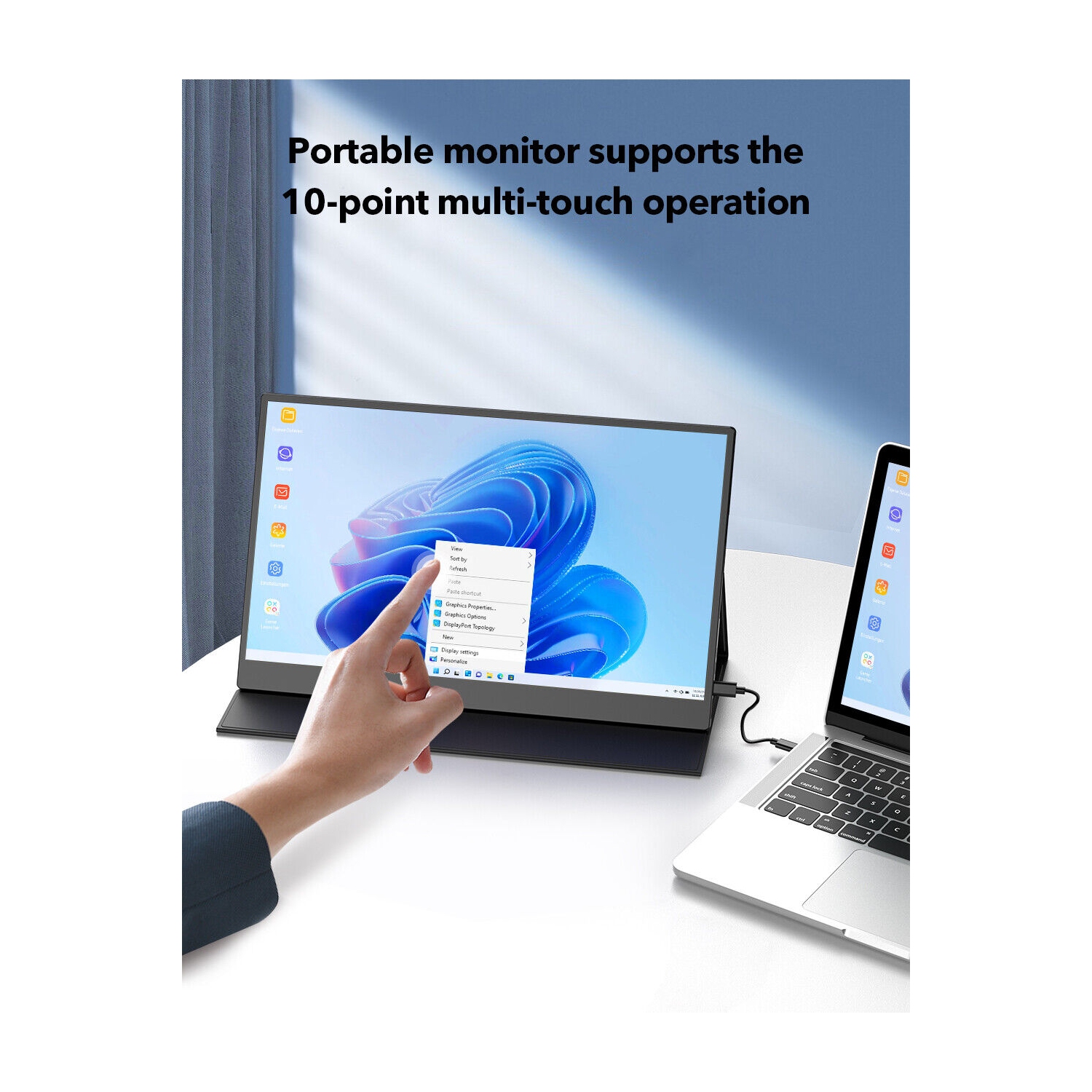 Moniteur d'ordinateur portatif UPERFECT 15,6 pouces 1080P écran tactile USB C avec batterie