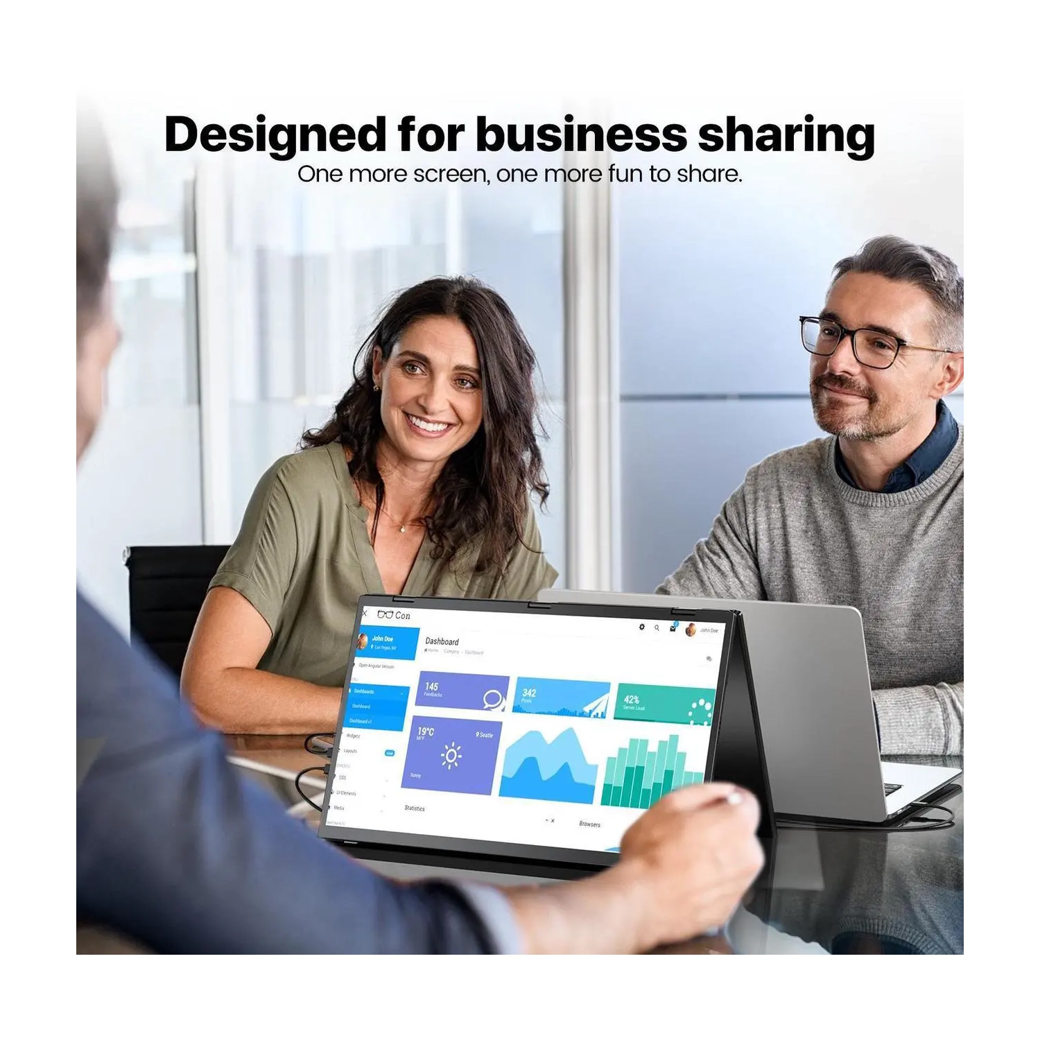 UPERFECT 18.5" Delta Dual Portable Monitor - 100Hz 1080P HDR 360° Folding Screen Extender | Stand & VESA Mount | Plug & Play No Driver for