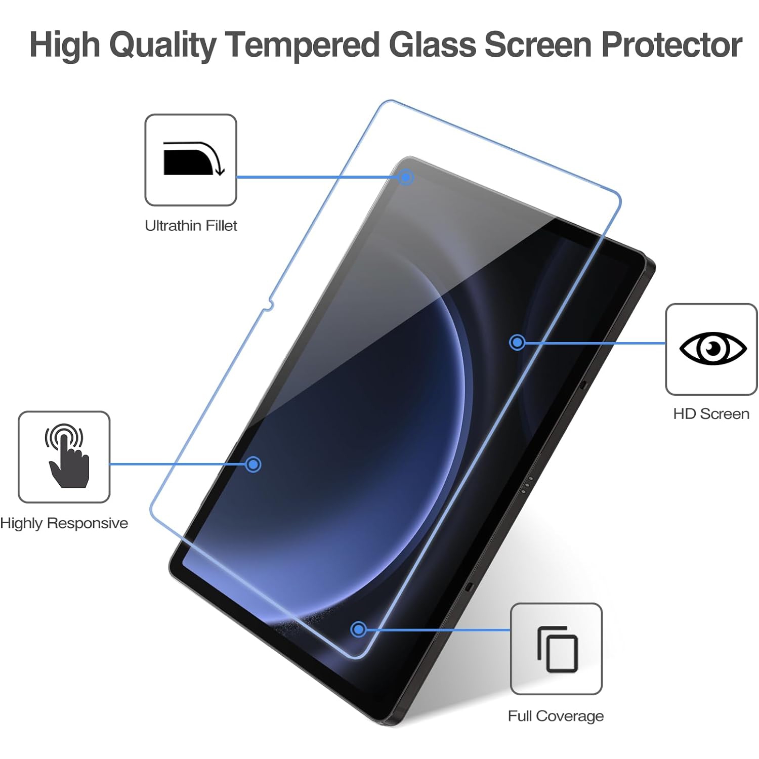 Protecteur d'écran en verre trempé pour Galaxy Tab A9 plus de Samsung