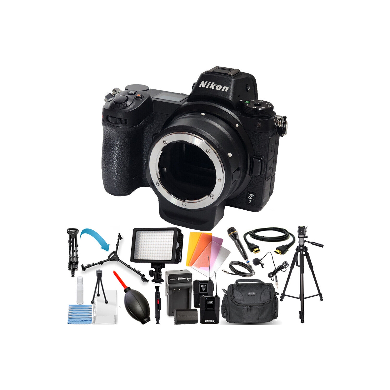 Nikon Z 7 Mirrorless Digital Camera with FTZ Mount Adapter - 12PC Accessory Kit