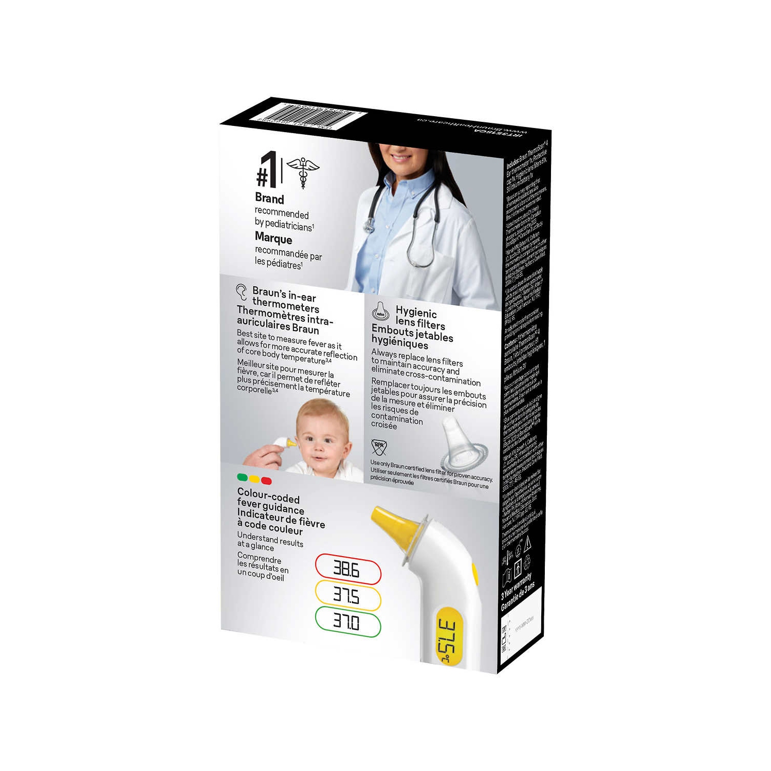 Thermomètre auriculaire ThermoScan 4 de Braun avec 61 filtres d'objectif