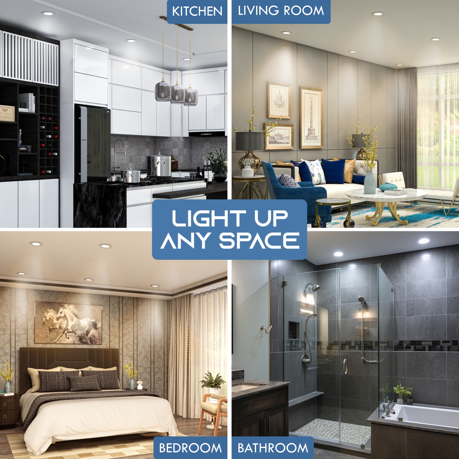 IMPOTEK 4 Inch 5 CCT LED Recessed Ceiling Light with Junction Box, 2700K/3000K/3500K/4000K/5000K, Dimmable IC Rated ETL Energy Star Listed 9W 800LM -