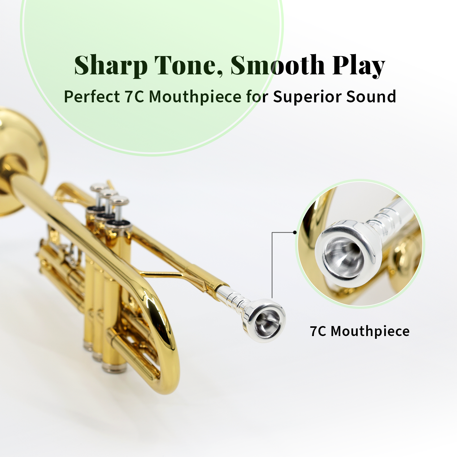 StarQuest BB Trumpet .460” Bore valves nickelées de haute précision, idéales pour les étudiants et les musiciens expérimentés, avec boîtier rigide et