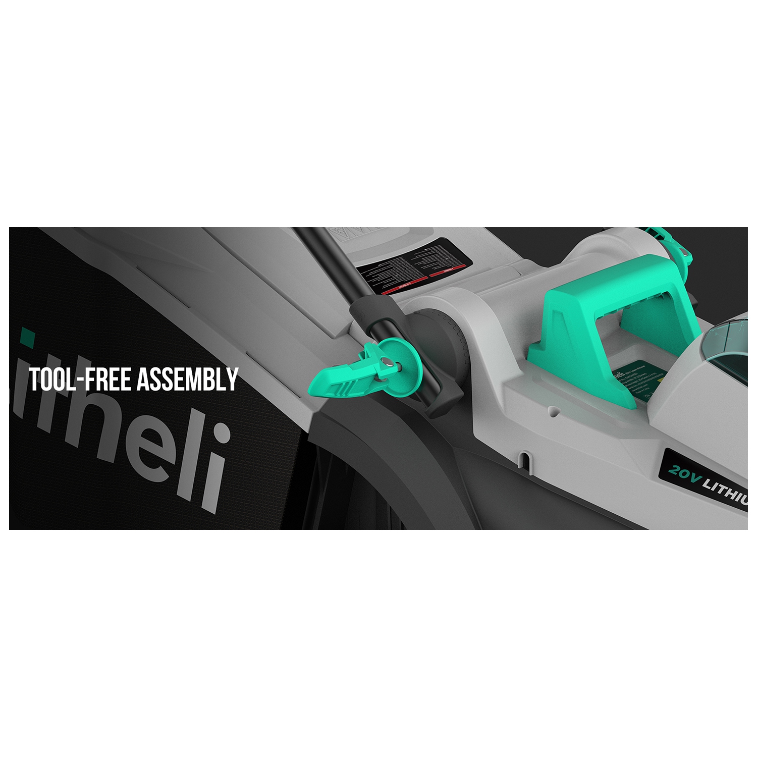 Tondeuse sans fil Litheli, 13 po, 5 hauteurs, tondeuse à batterie 20&nbsp;V pour le jardin, la cour et la ferme, batterie 4,0&nbsp;Ah et chargeur