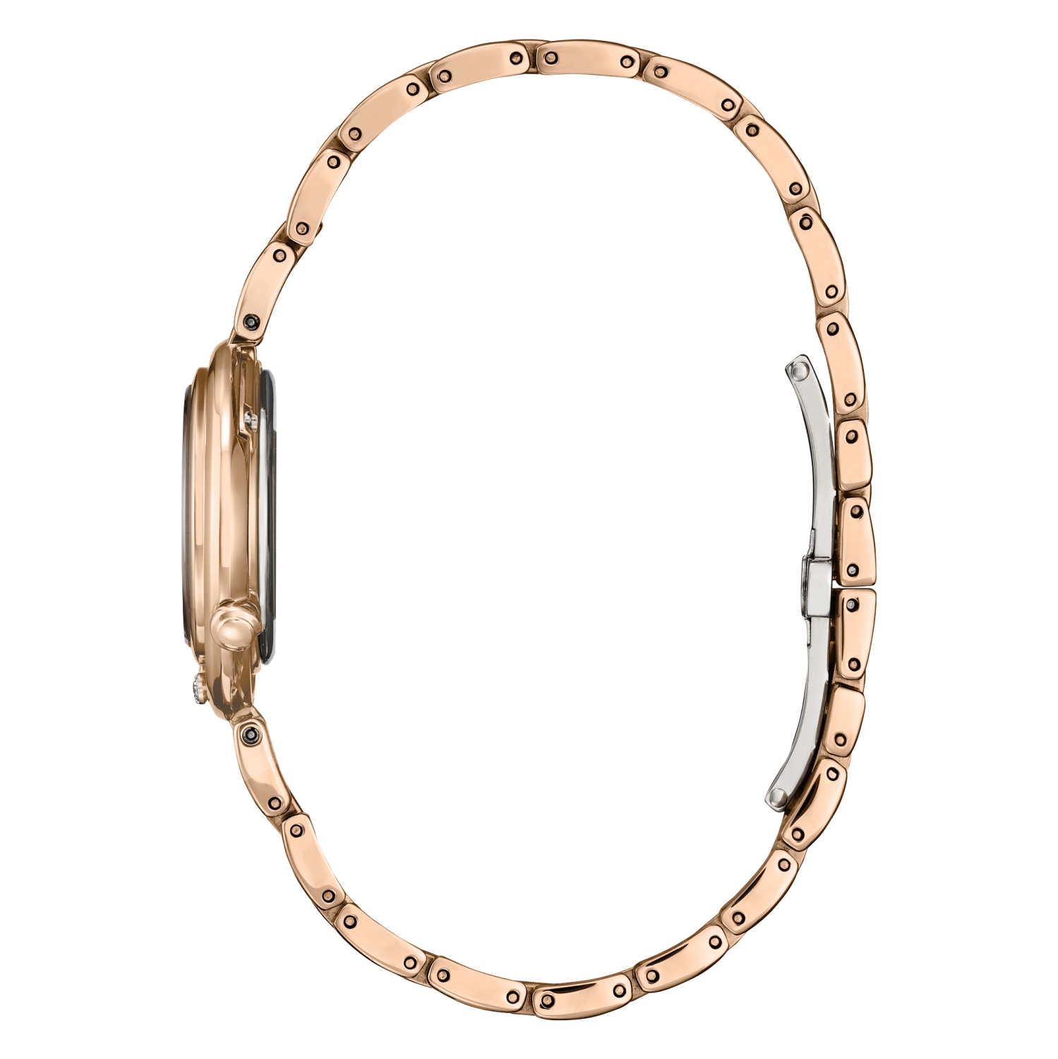 Montre pour femmes L Arcly Eco-Drive de Citizen 29,8&nbsp;mm avec boîtier et bracelet en acier inoxydable rose doré et cadran vert