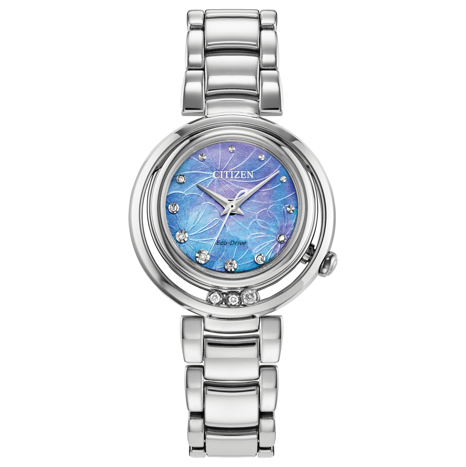 Montre pour femmes L Arcly Eco-Drive de Citizen 29,8&nbsp;mm avec boîtier et bracelet en acier inoxydable argenté et cadran bleu