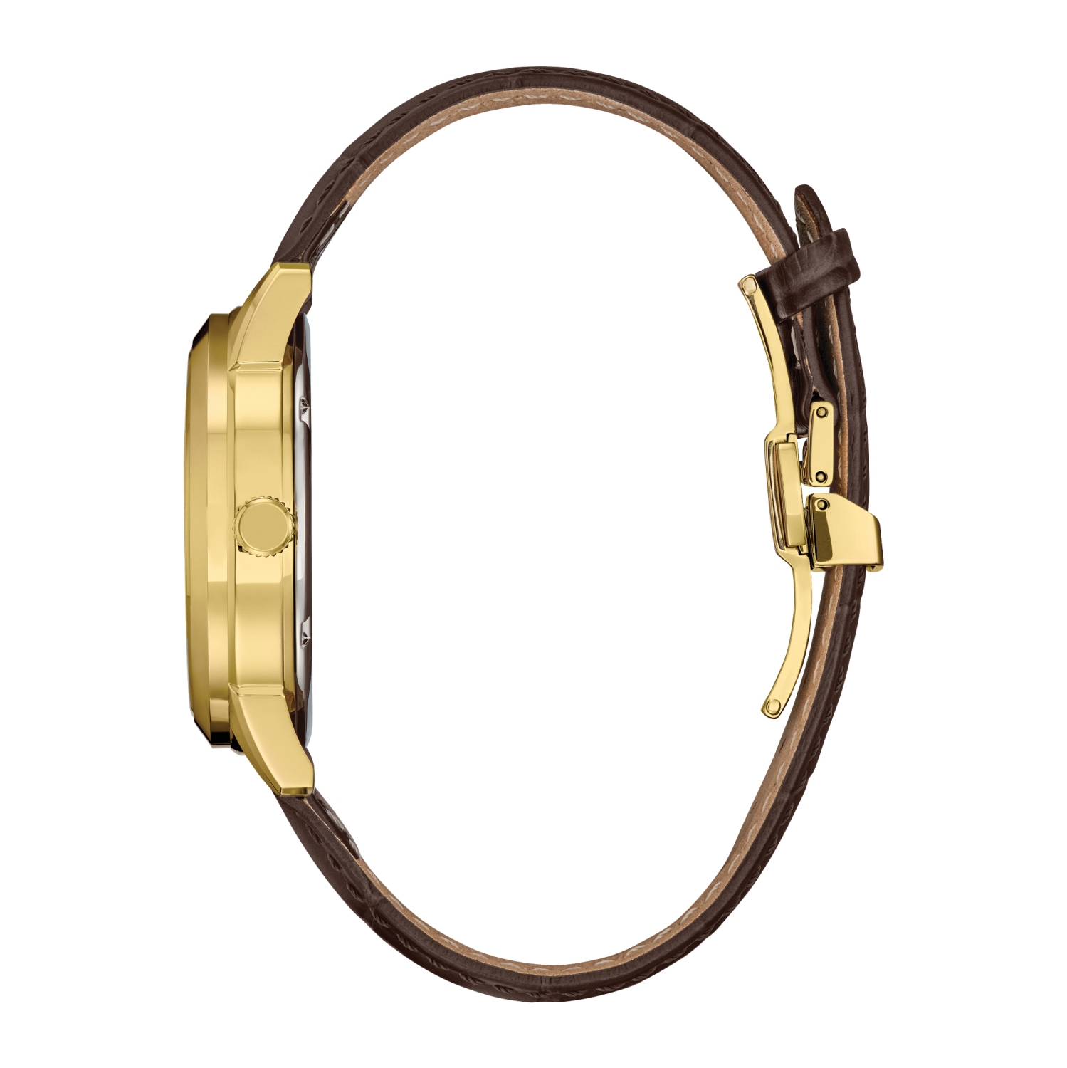 Citizen Mens Rolan Eco-Drive Watch 40mm Gold-Tone Stainless Steel Case Brown Leather Strap with Black Dial