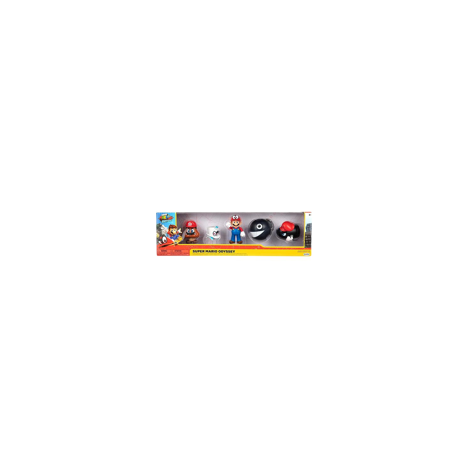 Jakks Pacific Super Mario Odyssey 5-Pack 2.5" Mini Figure Cap Goomba, Mario, Cappy, Chain Chomp and Bullet Bill