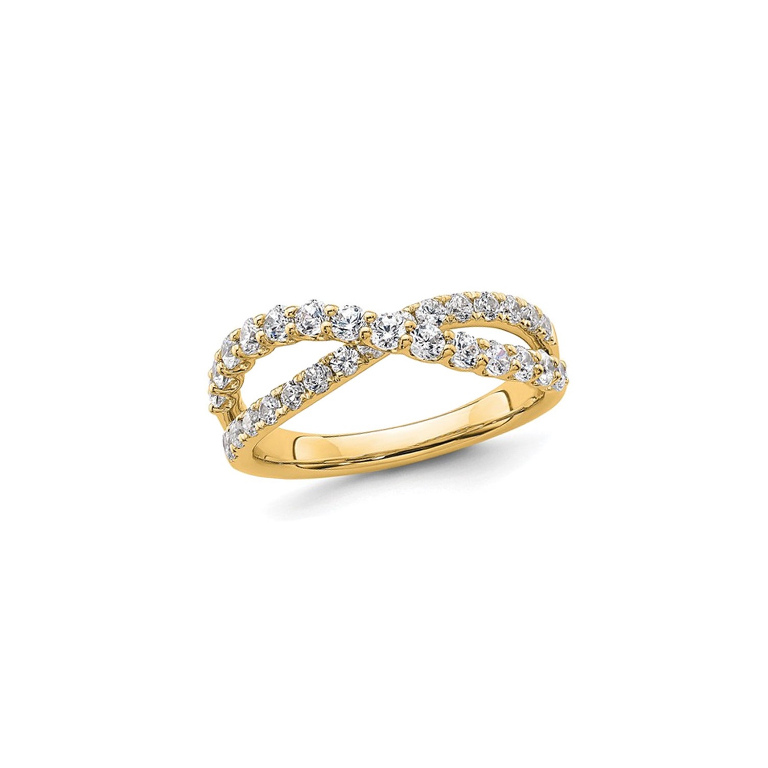 1.00 Carat Lab-Grown Diamond Criss-Cross Ring in 14K Yellow Gold