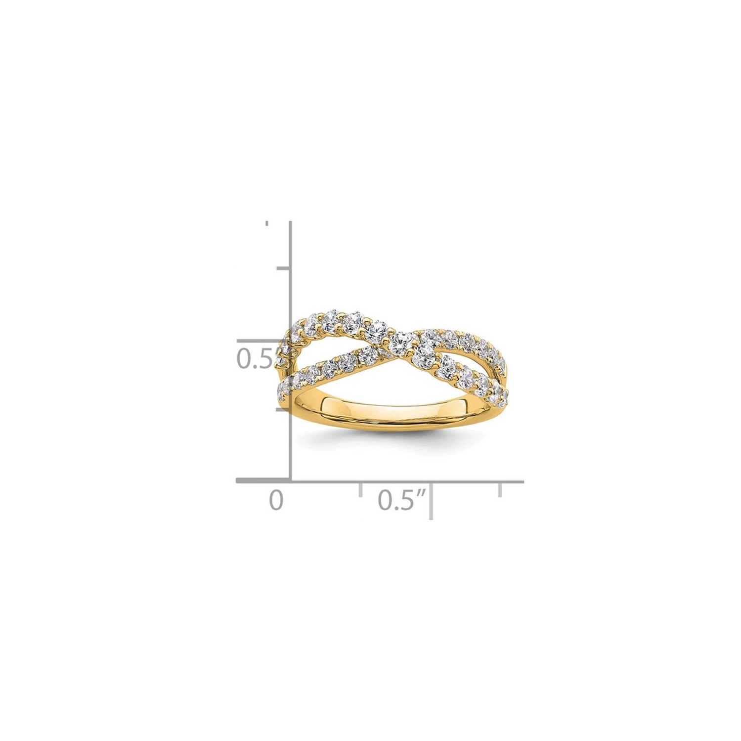 1.00 Carat Lab-Grown Diamond Criss-Cross Ring in 14K Yellow Gold