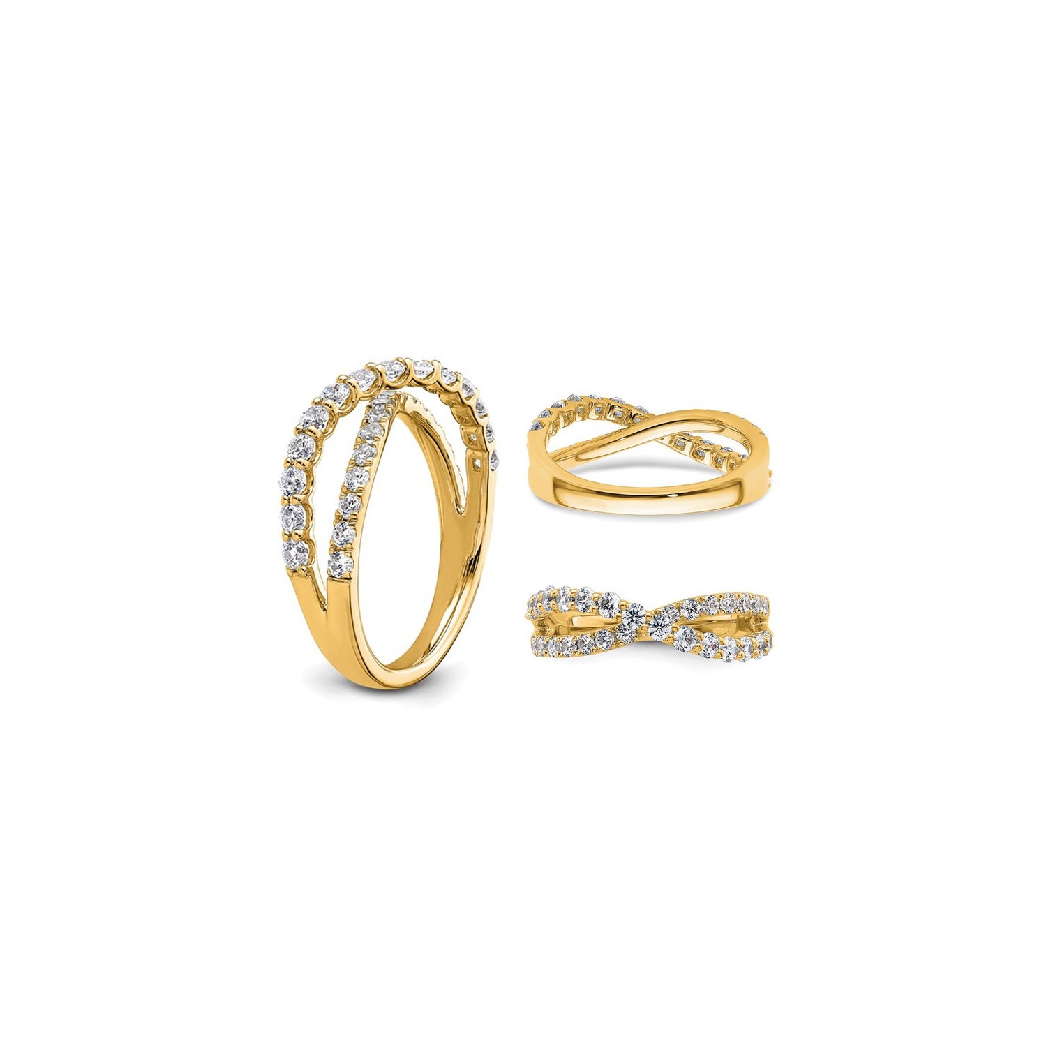 1.00 Carat Lab-Grown Diamond Criss-Cross Ring in 14K Yellow Gold