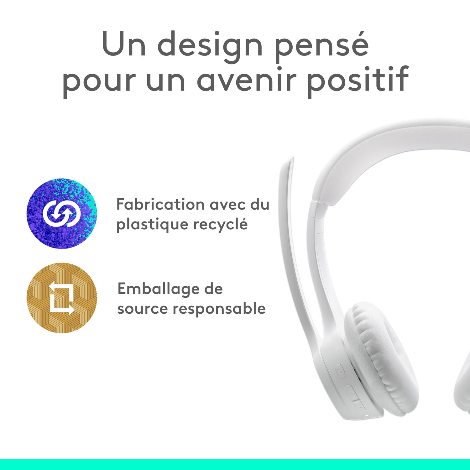 Logitech Zone 300 Bluetooth Wireless Headset with Noise Cancelling Microphone - Off-White