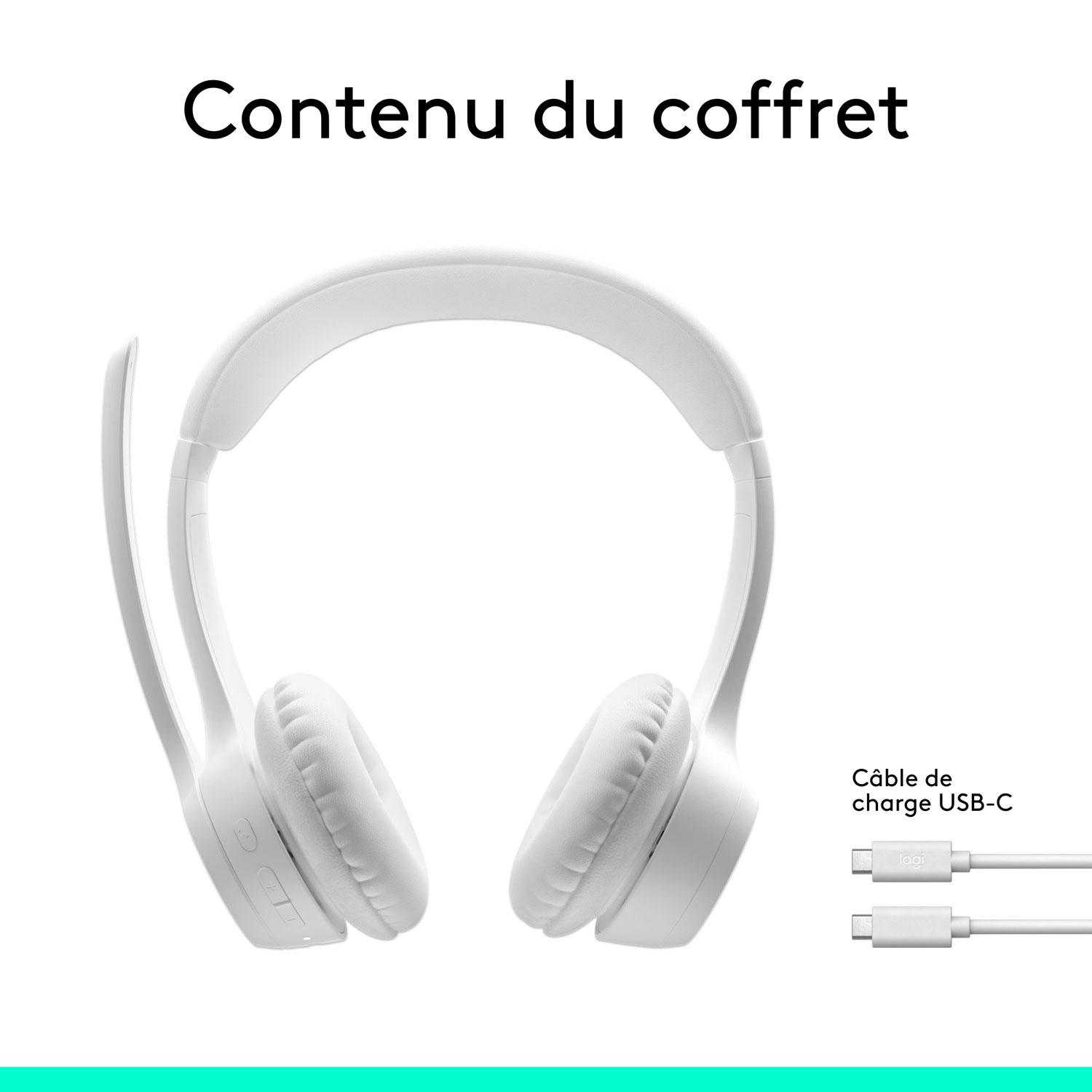 Logitech Zone 300 Bluetooth Wireless Headset with Noise Cancelling Microphone - Off-White