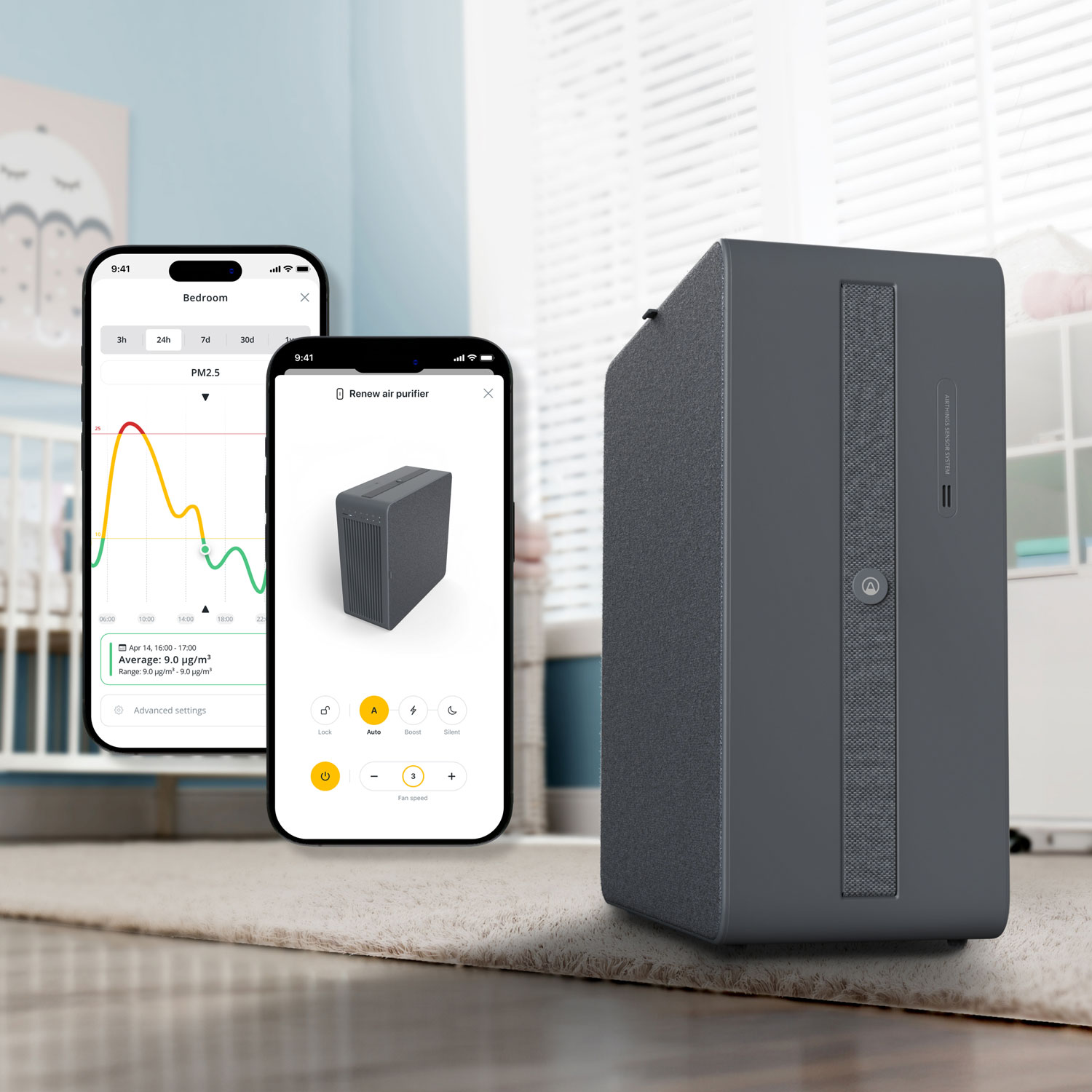 AIRTHINGS AP-1 Renew Smart Purifier with Hepa Filter - Dark Grey