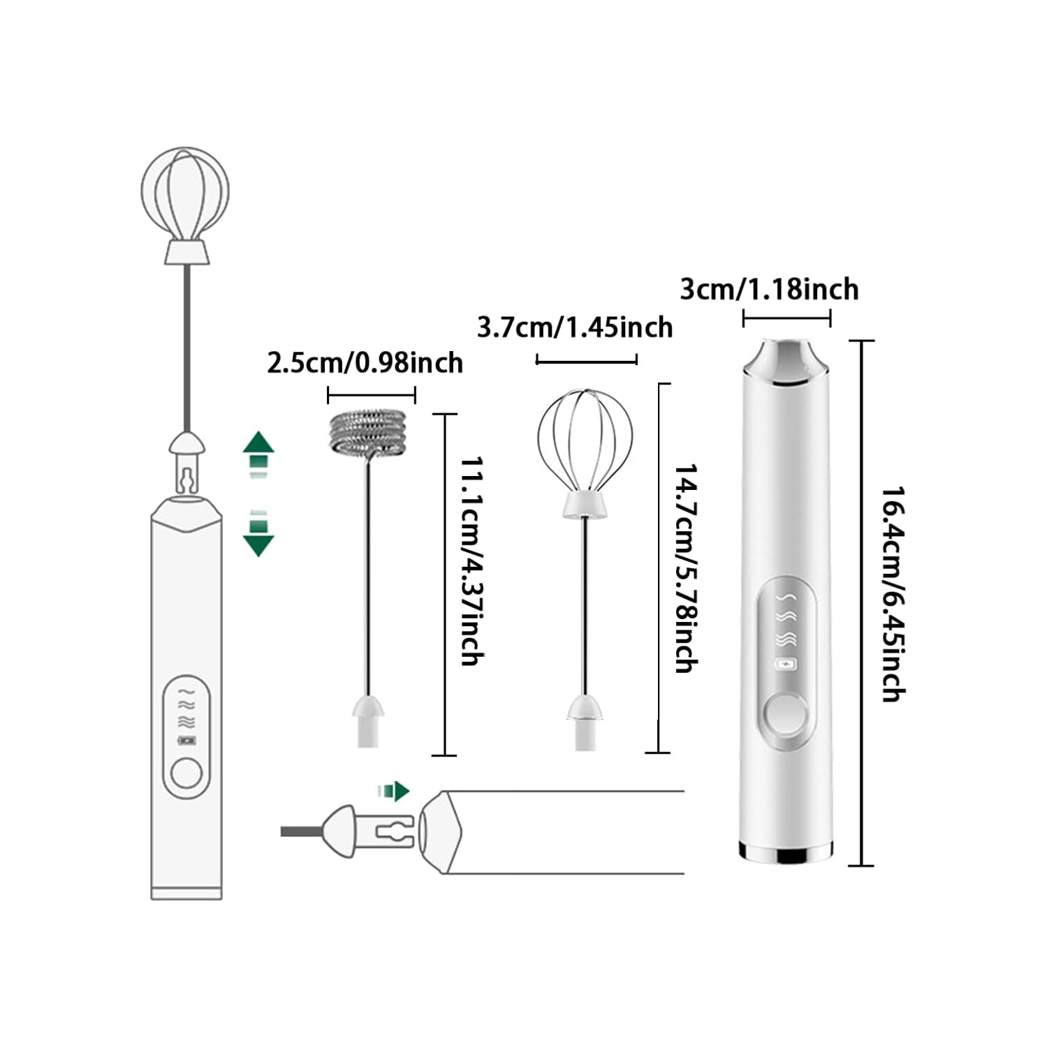 Electric Milk Frother Handheld with 2 Stainless Whisks 3 Adjustable Speeds, Mousseur à Lait Electric Whisk Foam Maker for Cappuccino,Latte, Coffee
