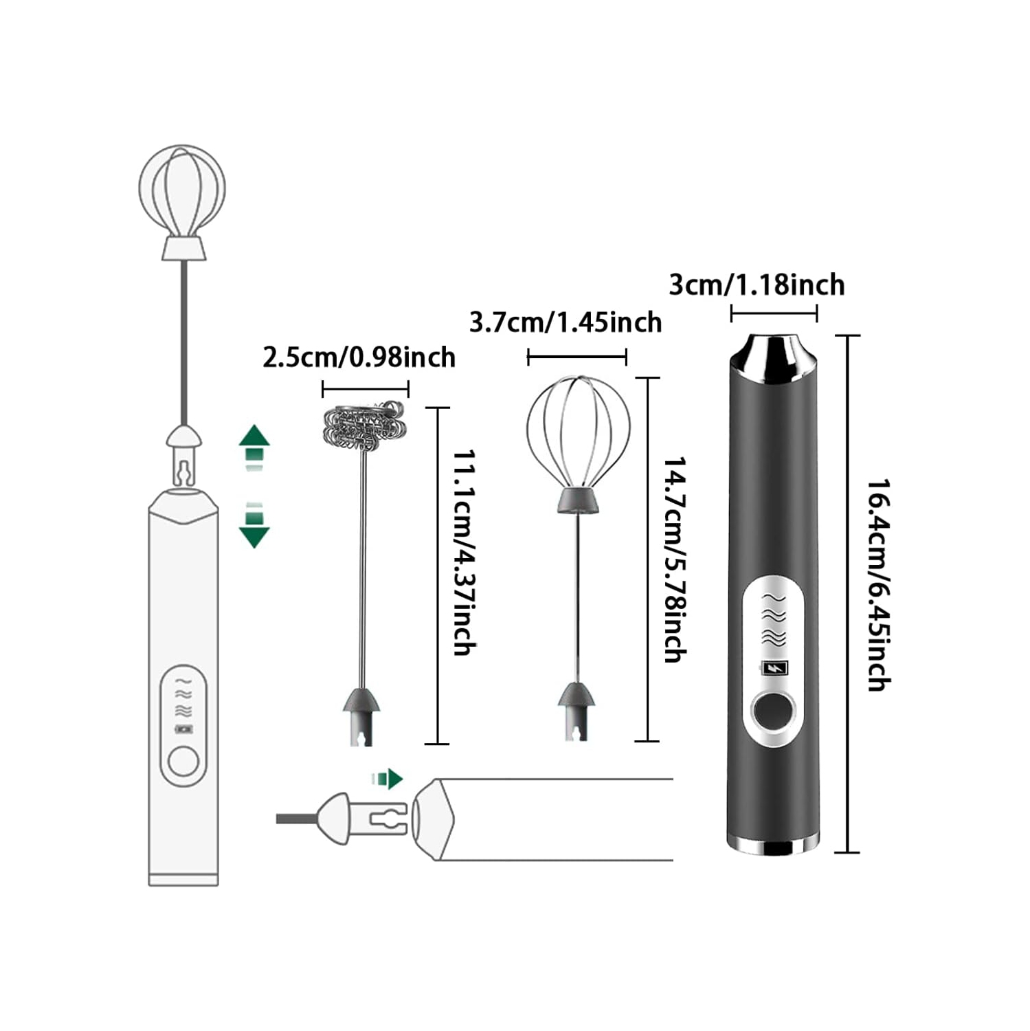 Moussoir à lait électrique à main avec 2 fouets en acier inoxydable 3 vitesses réglables, distributeur à lait électrique Whisk Foam Maker pour