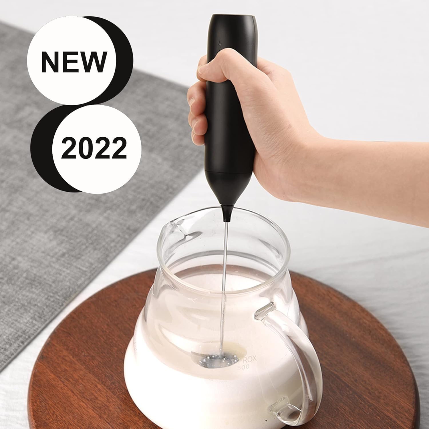 Mousseur à lait portatif, mousseur à lait rechargeable par USB, mousseur à lait portatif réglable pour le chocolat chaud, cappuccinos, laits frappés,