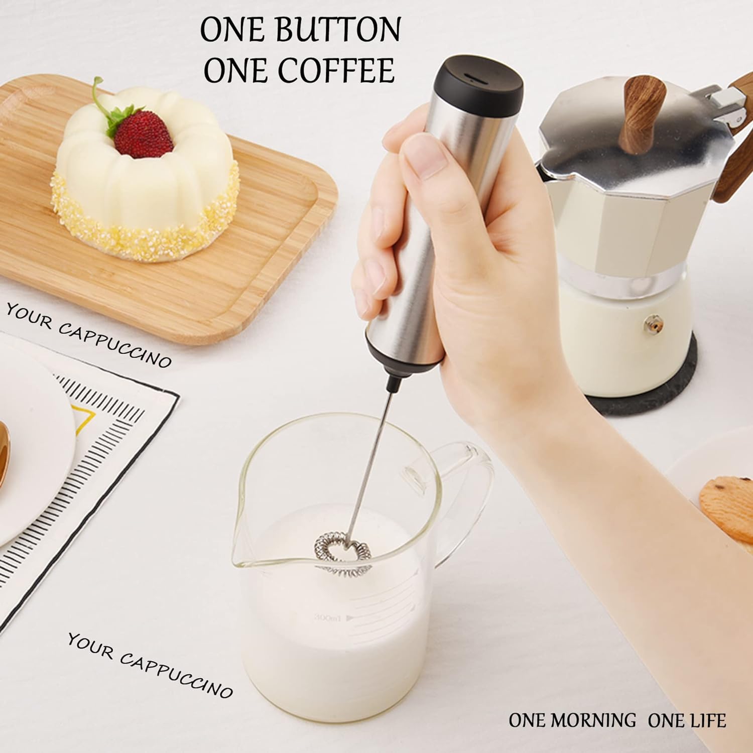 Handheld Milk Coffee Frother,USB-Rechargeable Hand Frother,Adjustable Handheld Milk Frother for Hot Chocolate, Cappuccinos, Milkshakes, Egg Mix,