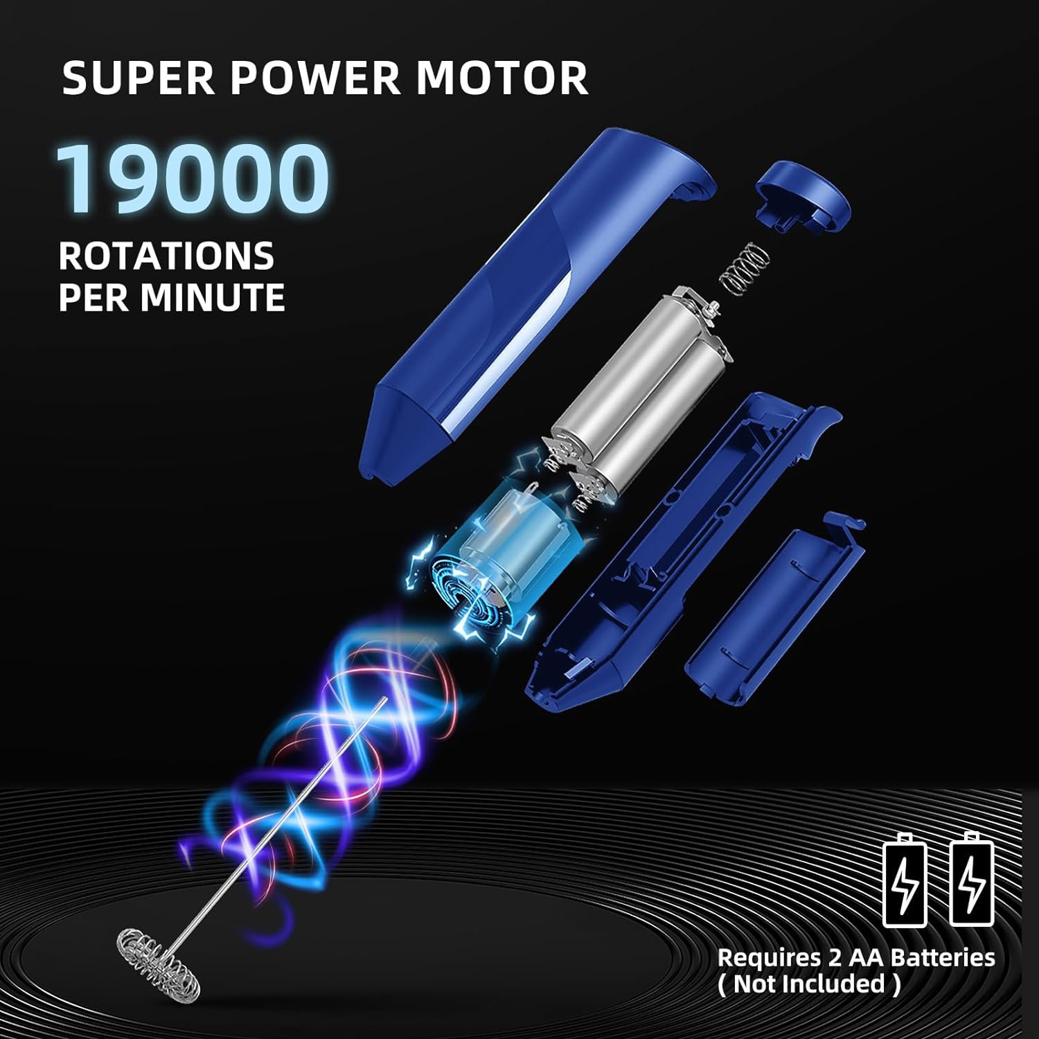 Milk Coffee Frother Handheld with Stand Drink Blender Stirrers Mixer Foamer Whisk Electric Mini for Cappuccino, Hot Chocolate, Lattes, Matcha