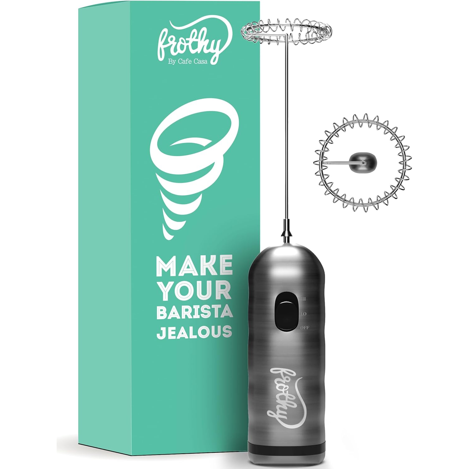 Milk Frother Handheld Frothers, Electric Whisk Foam Maker, Drink Mixer & Mini Foamer for Coffee, Hot Chocolate - Mousseur a Lait