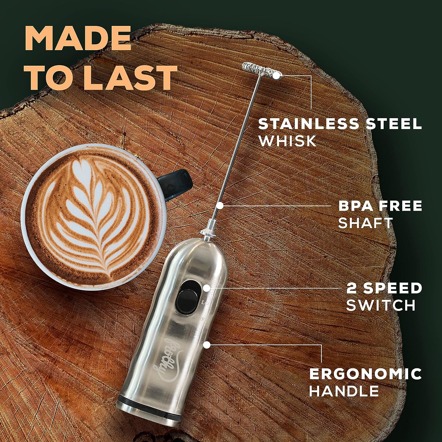 Milk Frother Handheld Frothers, Electric Whisk Foam Maker, Drink Mixer & Mini Foamer for Coffee, Hot Chocolate - Mousseur a Lait