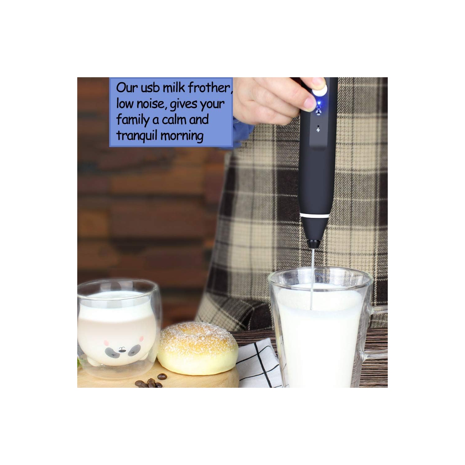 USB Rechargeable Milk Frother Handheld Multi-functional Electric Foam Maker with 2 Stainless Whisks,Mini 3-Speed Adjustable Mini Milk Foamer for