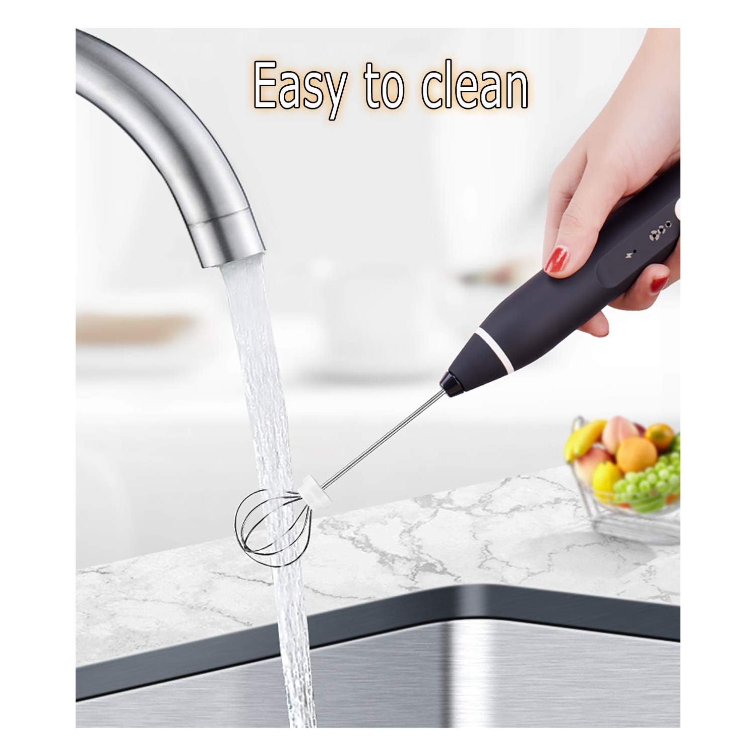 USB Rechargeable Milk Frother Handheld Multi-functional Electric Foam Maker with 2 Stainless Whisks,Mini 3-Speed Adjustable Mini Milk Foamer for