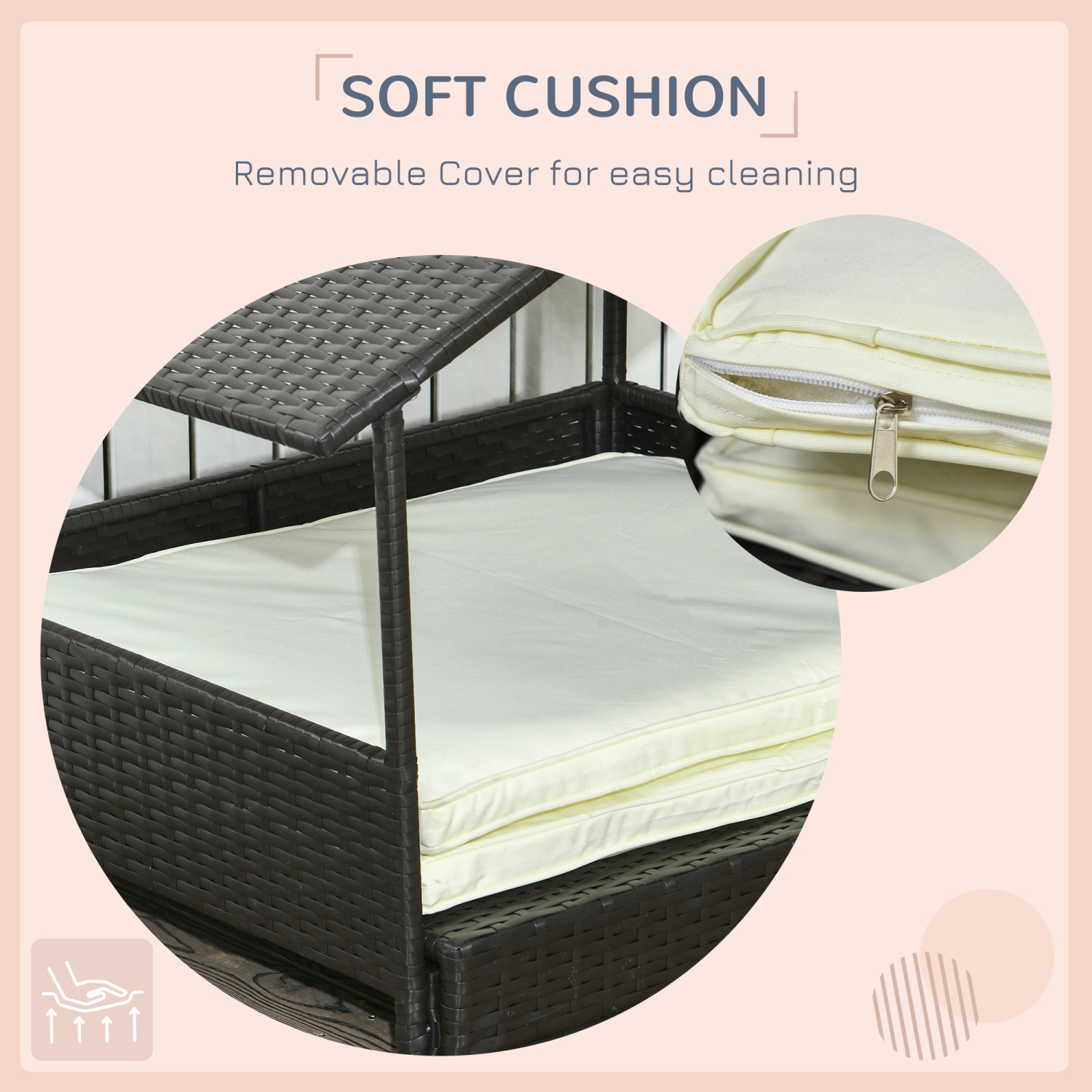 PawHut – Maison pour chiens en rotin surélevée avec auvent, lit pour chiens extensible en osier avec coussin résistant à l’eau, pour petit et moyen