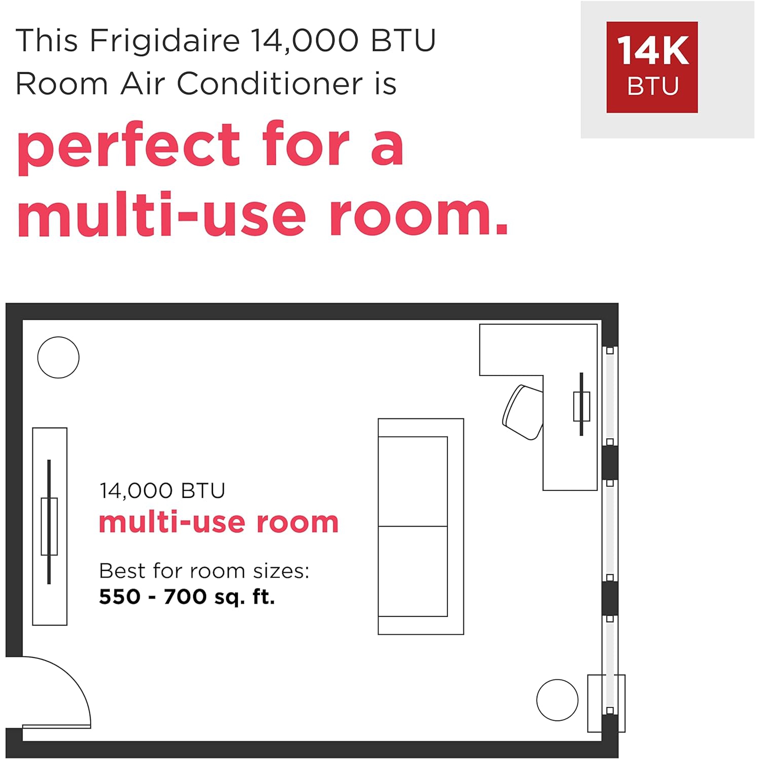 Frigidaire FHPW142AC1 Portable Air Conditioner, 14000 BTU, White