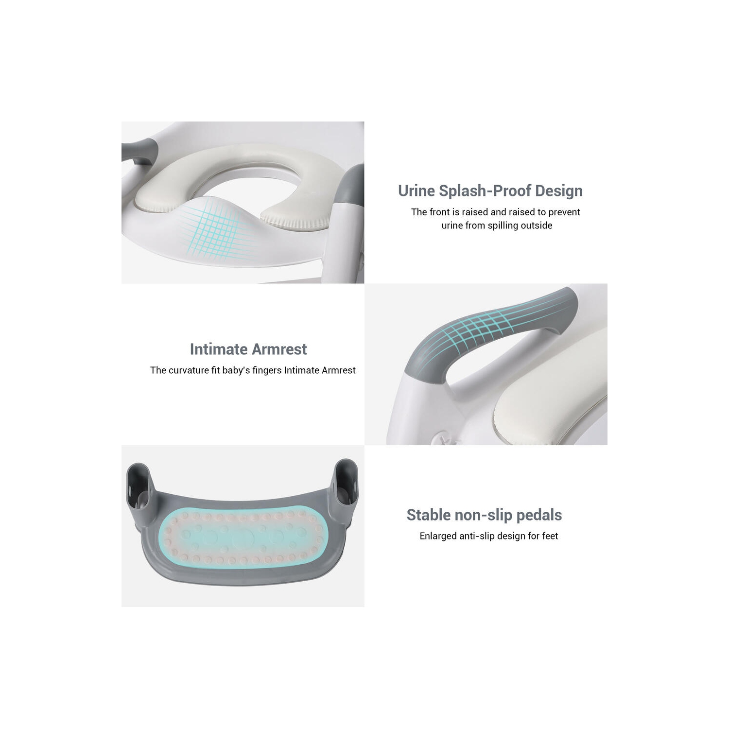 Foldable Potty Training Seat with Anti-Slip Step Stool Ladder and Soft Padded Cushion,5 Height Adjustable Kids Toilet Seat