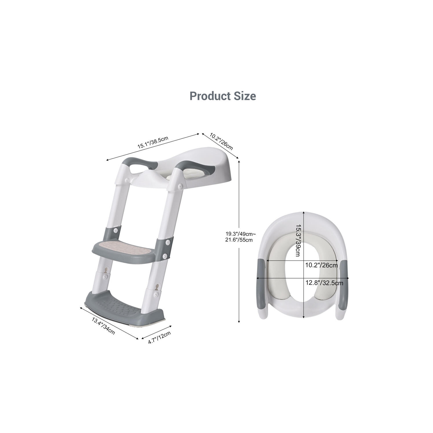 Foldable Potty Training Seat with Anti-Slip Step Stool Ladder and Soft Padded Cushion,5 Height Adjustable Kids Toilet Seat